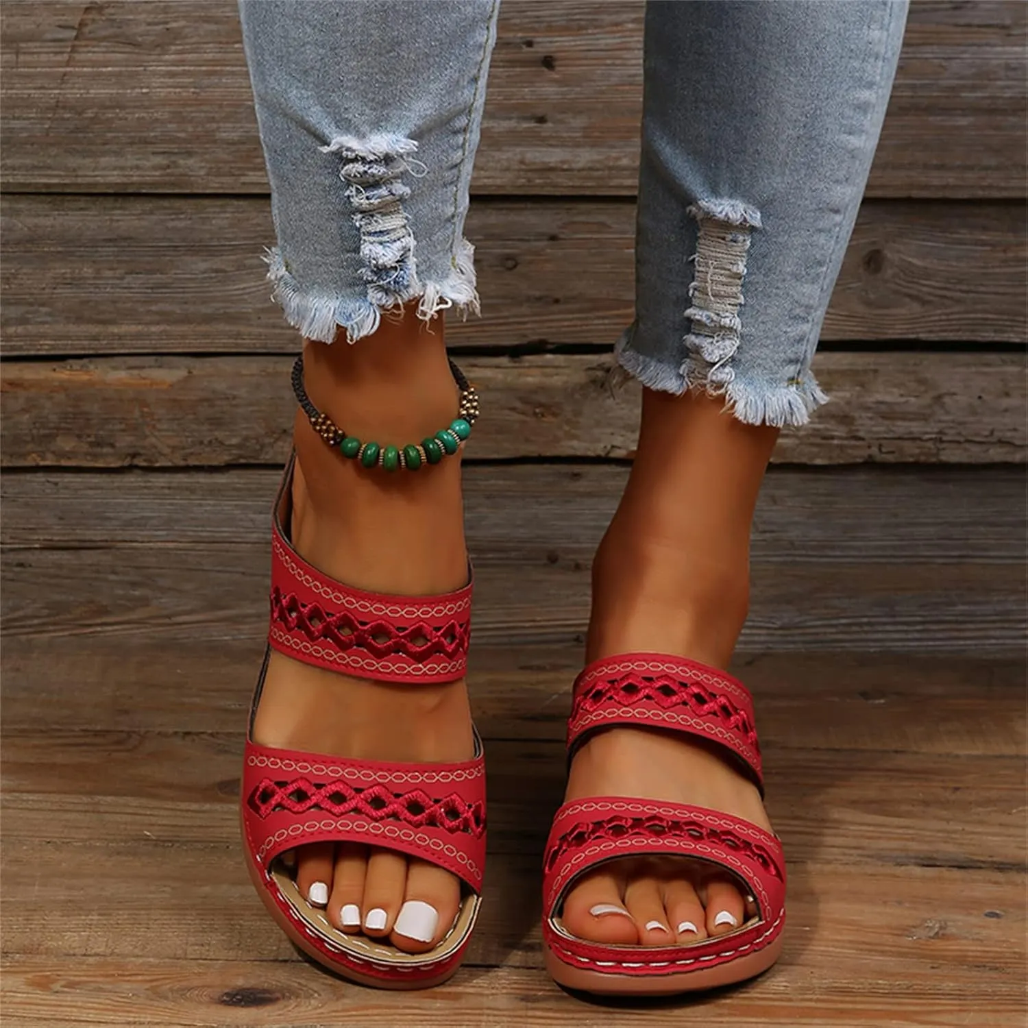 Ladmiple Orthopedic Sandals For Women Elegant Comfort Orthotic Walking Sandals Arch Support Slides Dressy Summer Flip Flops