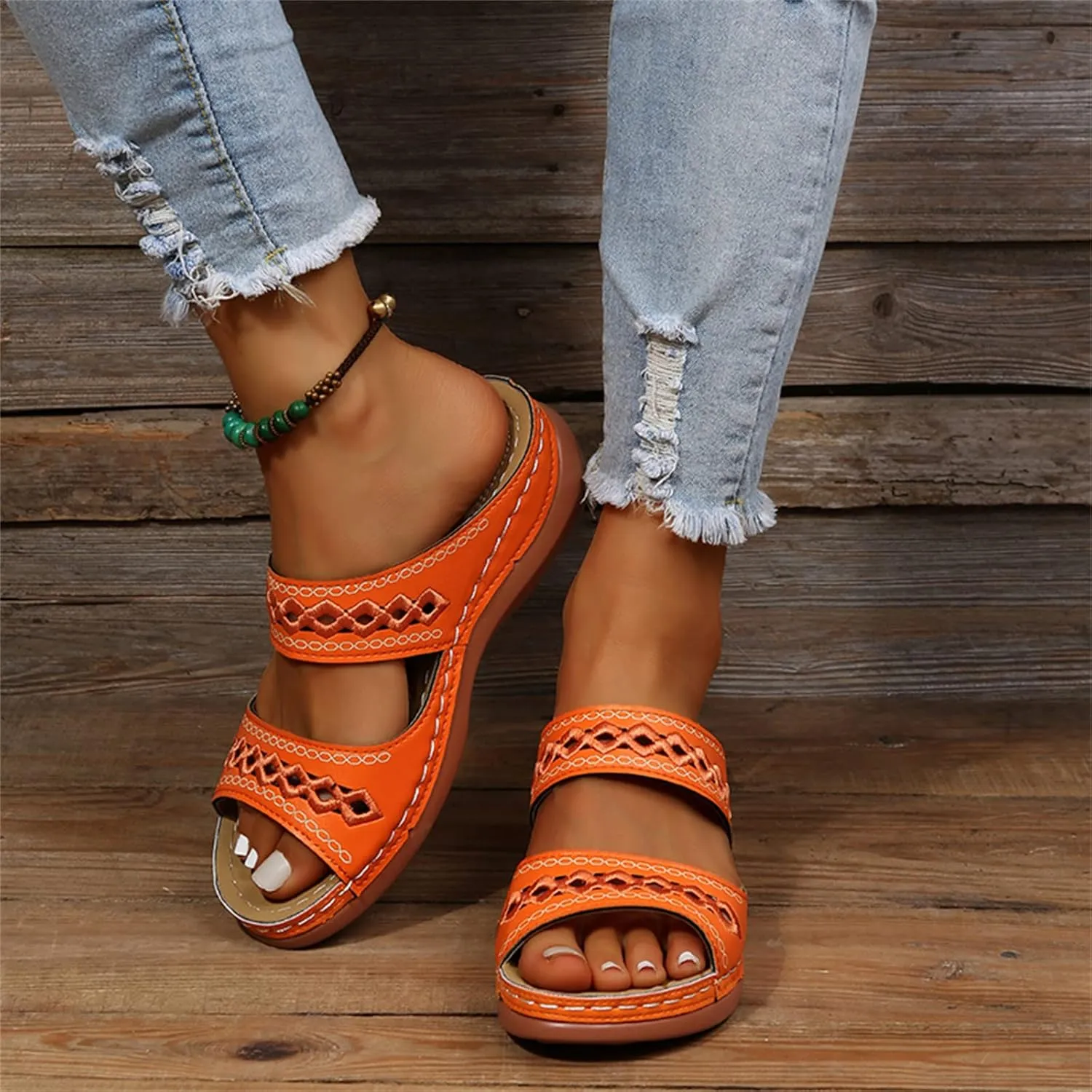 Ladmiple Orthopedic Sandals For Women Elegant Comfort Orthotic Walking Sandals Arch Support Slides Dressy Summer Flip Flops