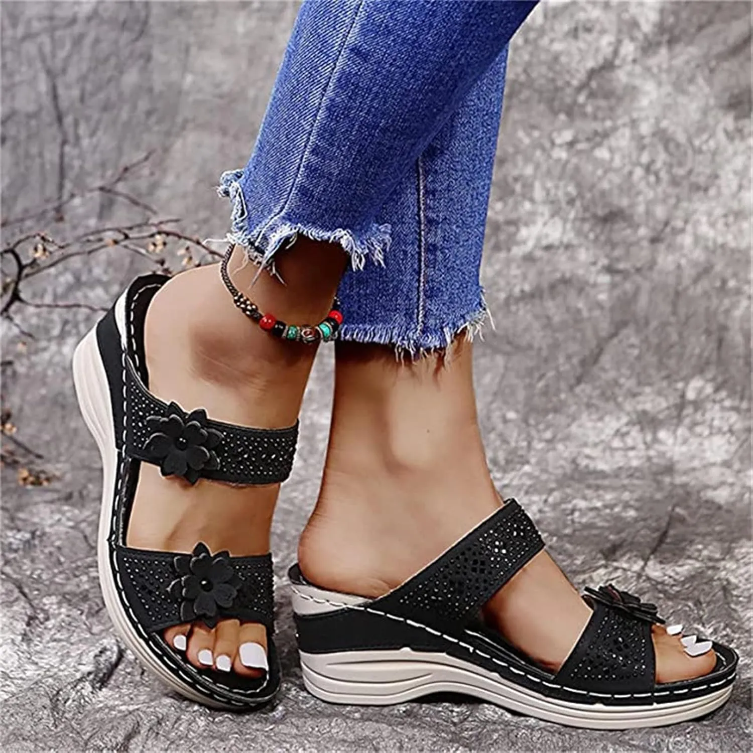 Ladmiple Orthopedic Sandals For Women Elegant Walking Slippers with Arch Support Dressy Summer Slip On Orthotic Flip Flops