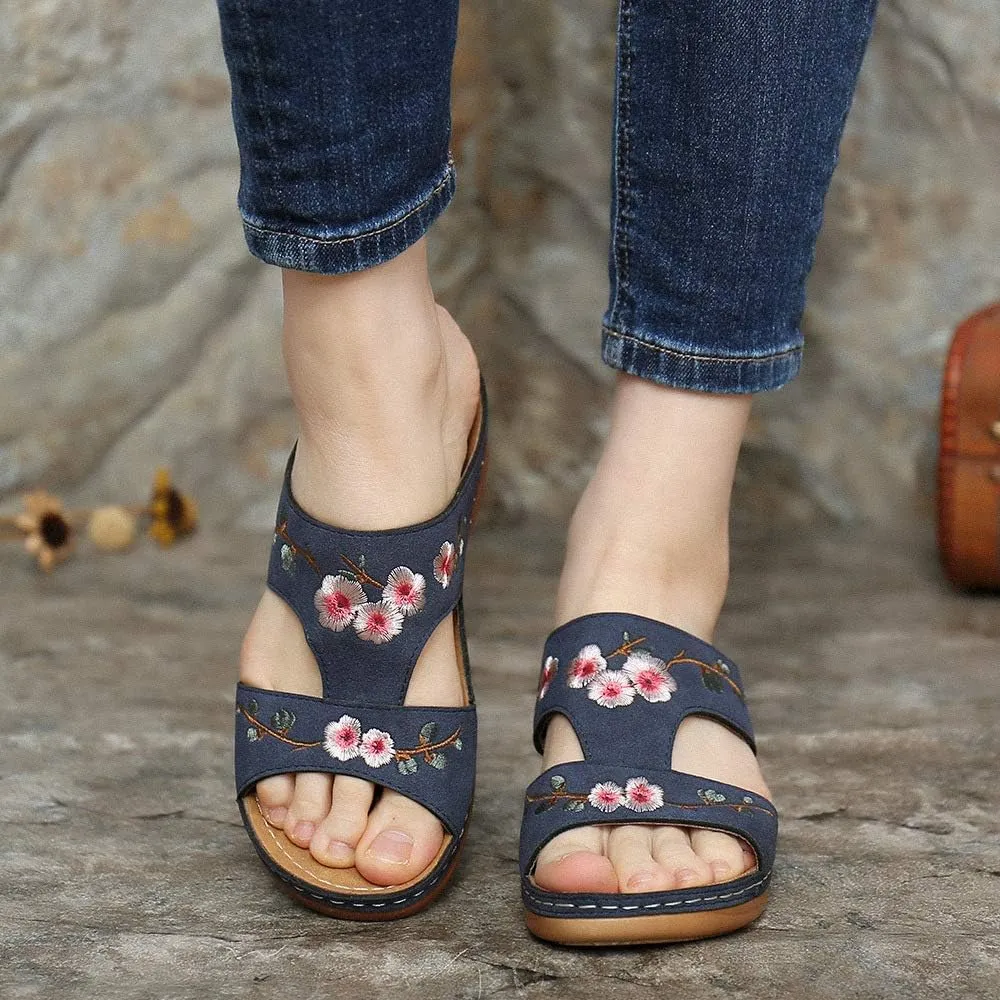 Ladmiple Orthopedic Sandals For Women Plantar Fasciitis Arch Heel Support Comfort Orthotic Slides Dressy Summer Flip Flops