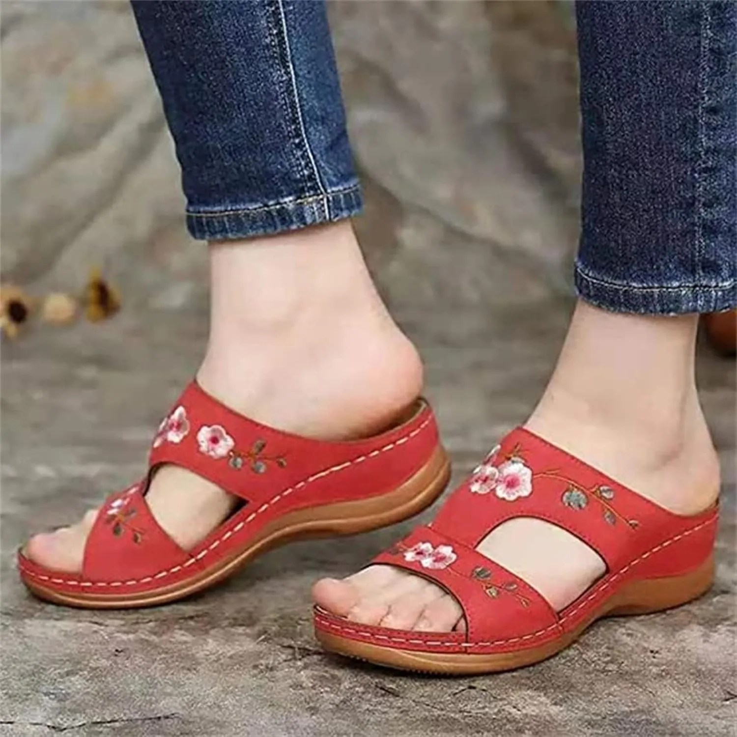 Ladmiple Orthopedic Sandals For Women Plantar Fasciitis Arch Heel Support Comfort Orthotic Slides Dressy Summer Flip Flops