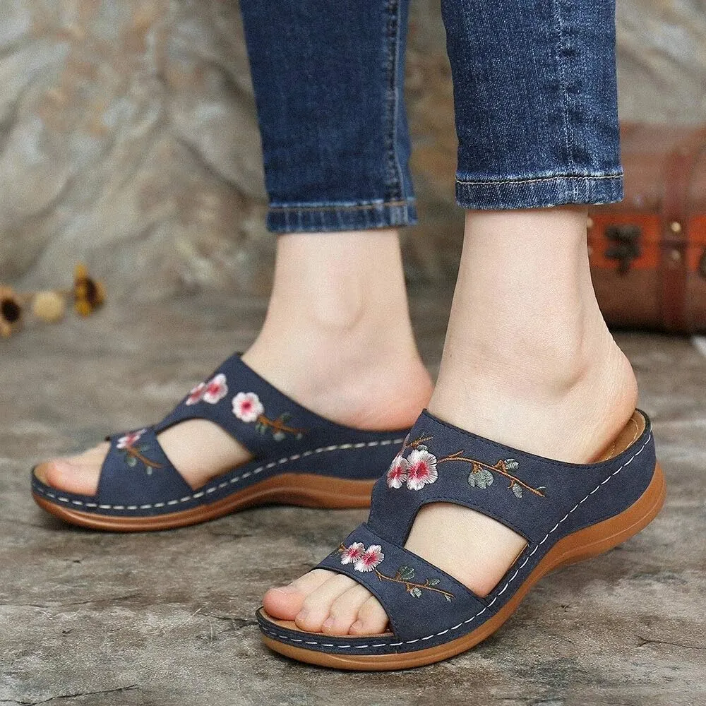Ladmiple Orthopedic Sandals For Women Plantar Fasciitis Arch Heel Support Comfort Orthotic Slides Dressy Summer Flip Flops