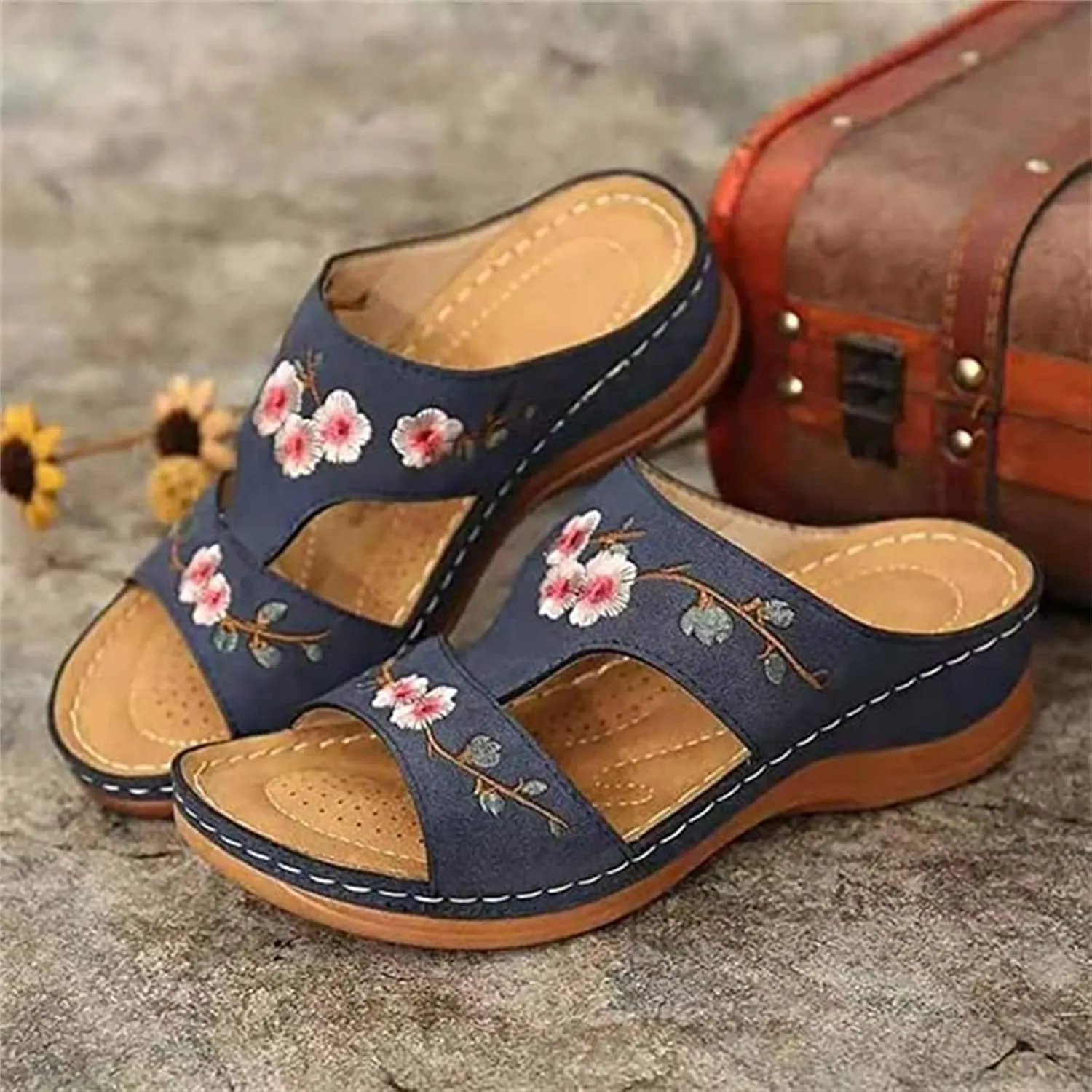 Ladmiple Orthopedic Sandals For Women Plantar Fasciitis Arch Heel Support Comfort Orthotic Slides Dressy Summer Flip Flops
