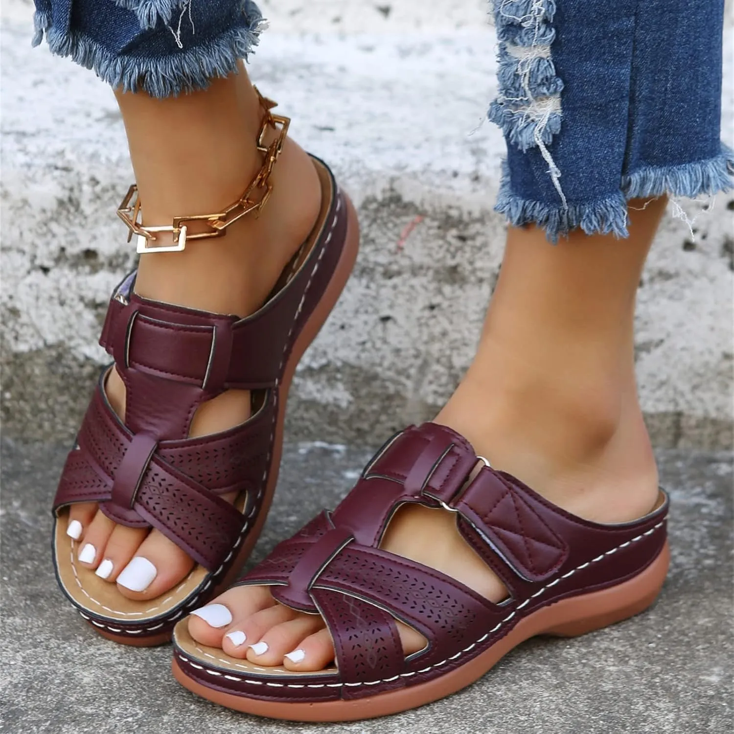 Ladmiple Orthotic Sandals For Women Plantar Fasciitis Comfortable Arch Support Dressy Summer Orthopedic Flip Flops Slides