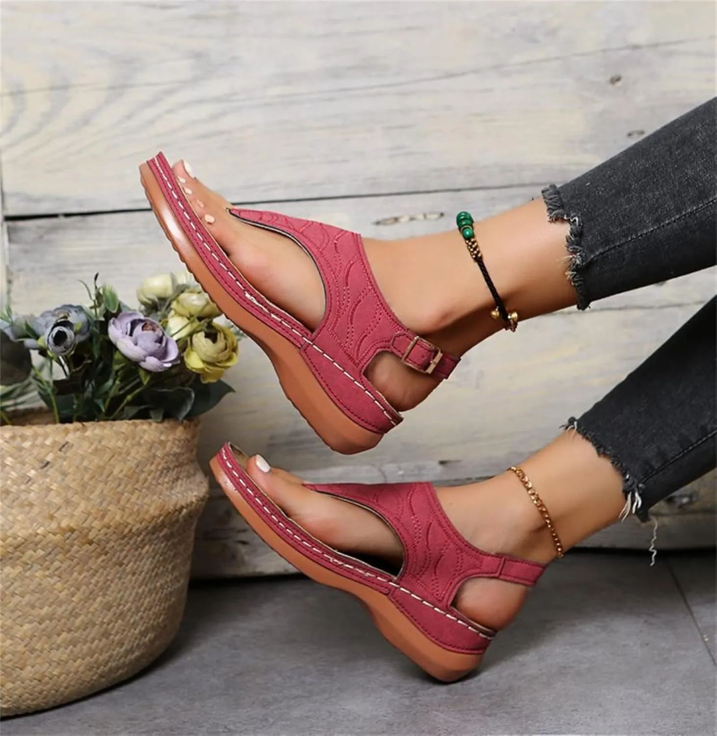 Ladmiple Orthotic Sandals For Women Plantar Fasciitis Comfortable Summer Flip Flops Orthopedic Slides with Arch Support