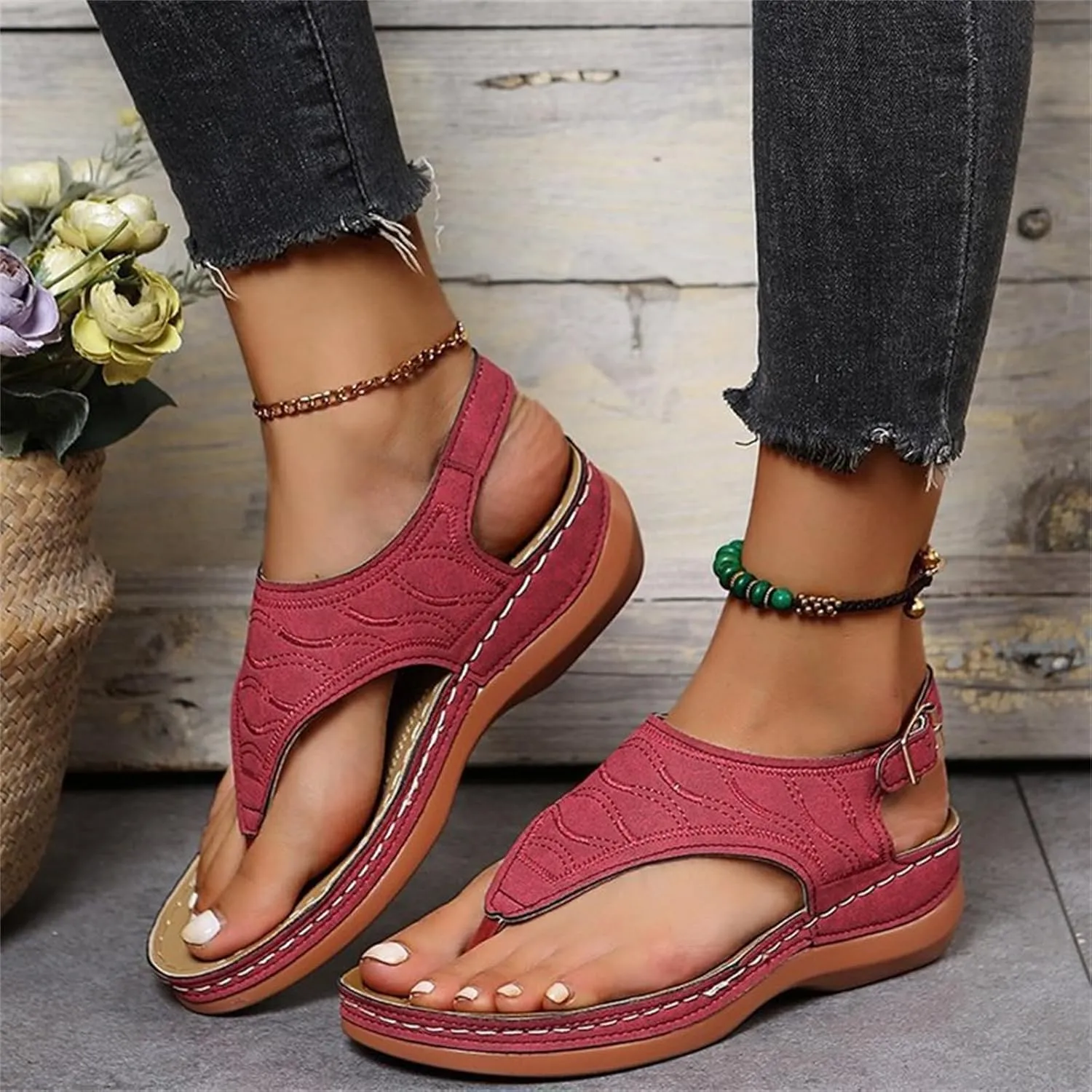 Ladmiple Orthotic Sandals For Women Plantar Fasciitis Comfortable Summer Flip Flops Orthopedic Slides with Arch Support