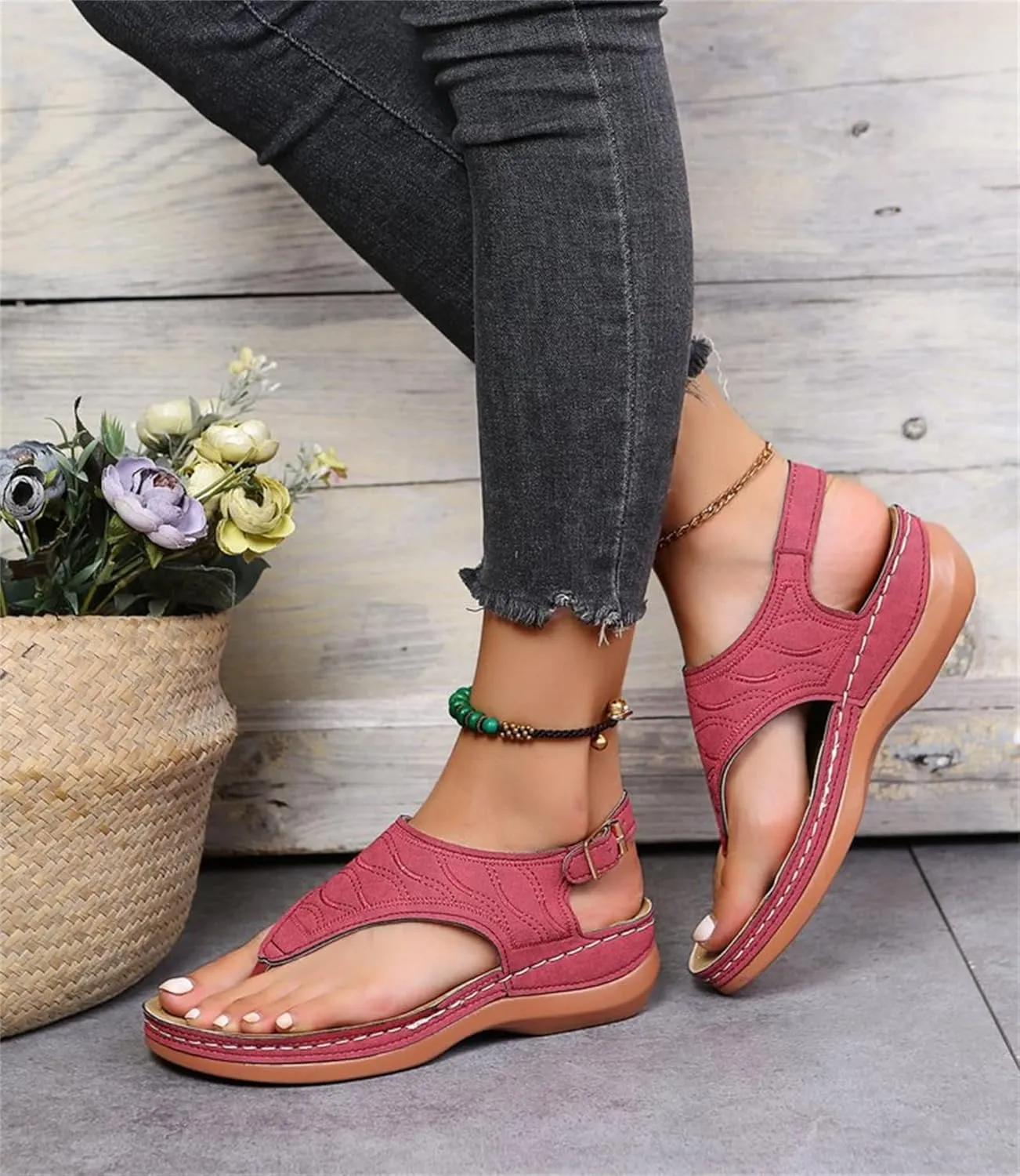 Ladmiple Orthotic Sandals For Women Plantar Fasciitis Comfortable Summer Flip Flops Orthopedic Slides with Arch Support