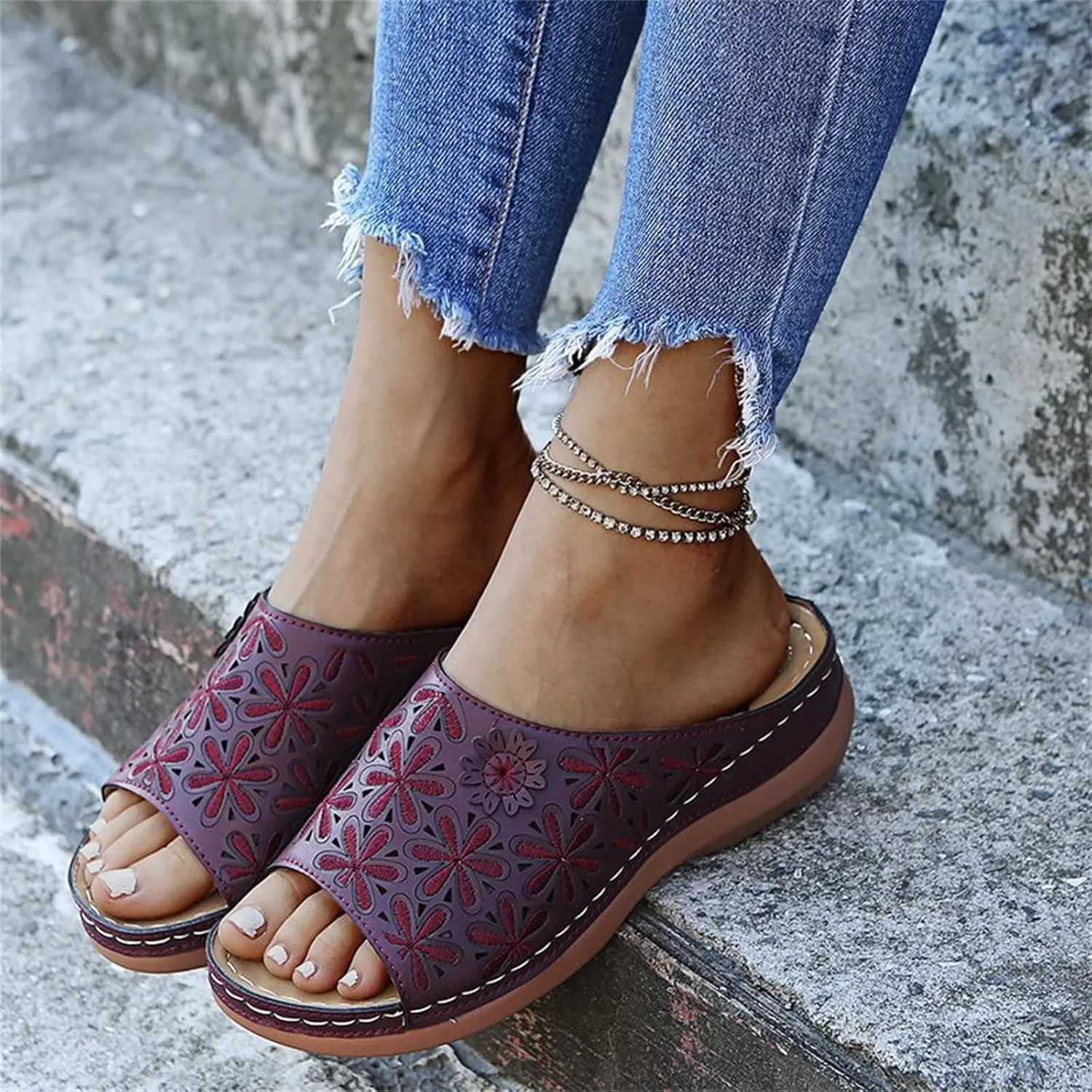 Ladmiple Orthotic Sandals For Women Plantar Fasciitis Flips Flops Comfortable Arch Support for Flat feet Orthopedic Slides
