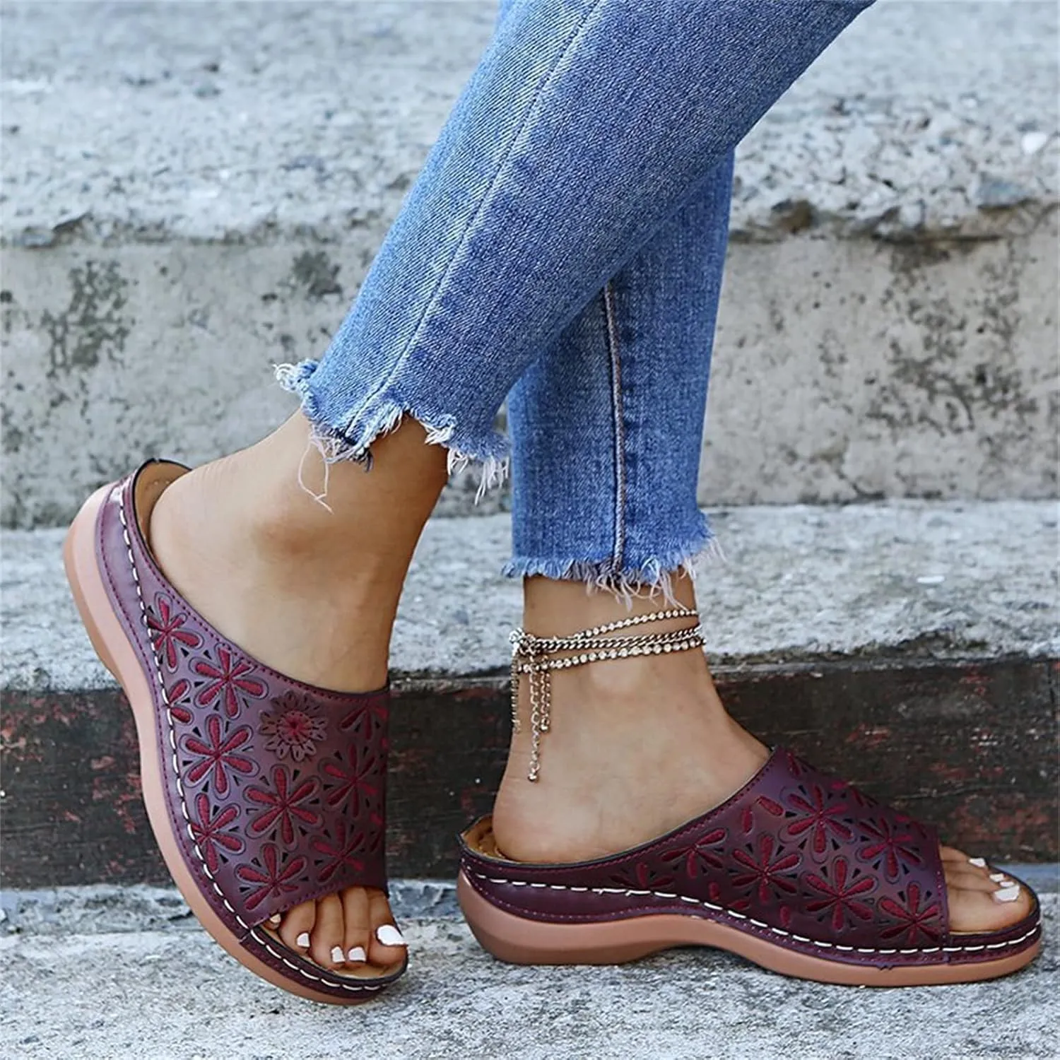 Ladmiple Orthotic Sandals For Women Plantar Fasciitis Flips Flops Comfortable Arch Support for Flat feet Orthopedic Slides