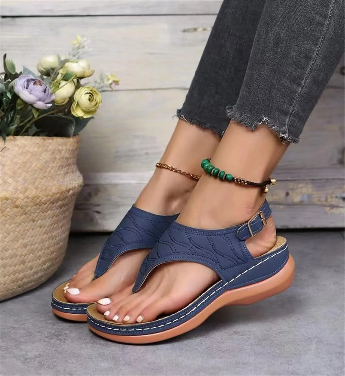 Ladmiple Orthotic Sandals For Women Wide Width Comfortable Arch Support Orthopedic Flip Flops Dressy Summer Walking Slides