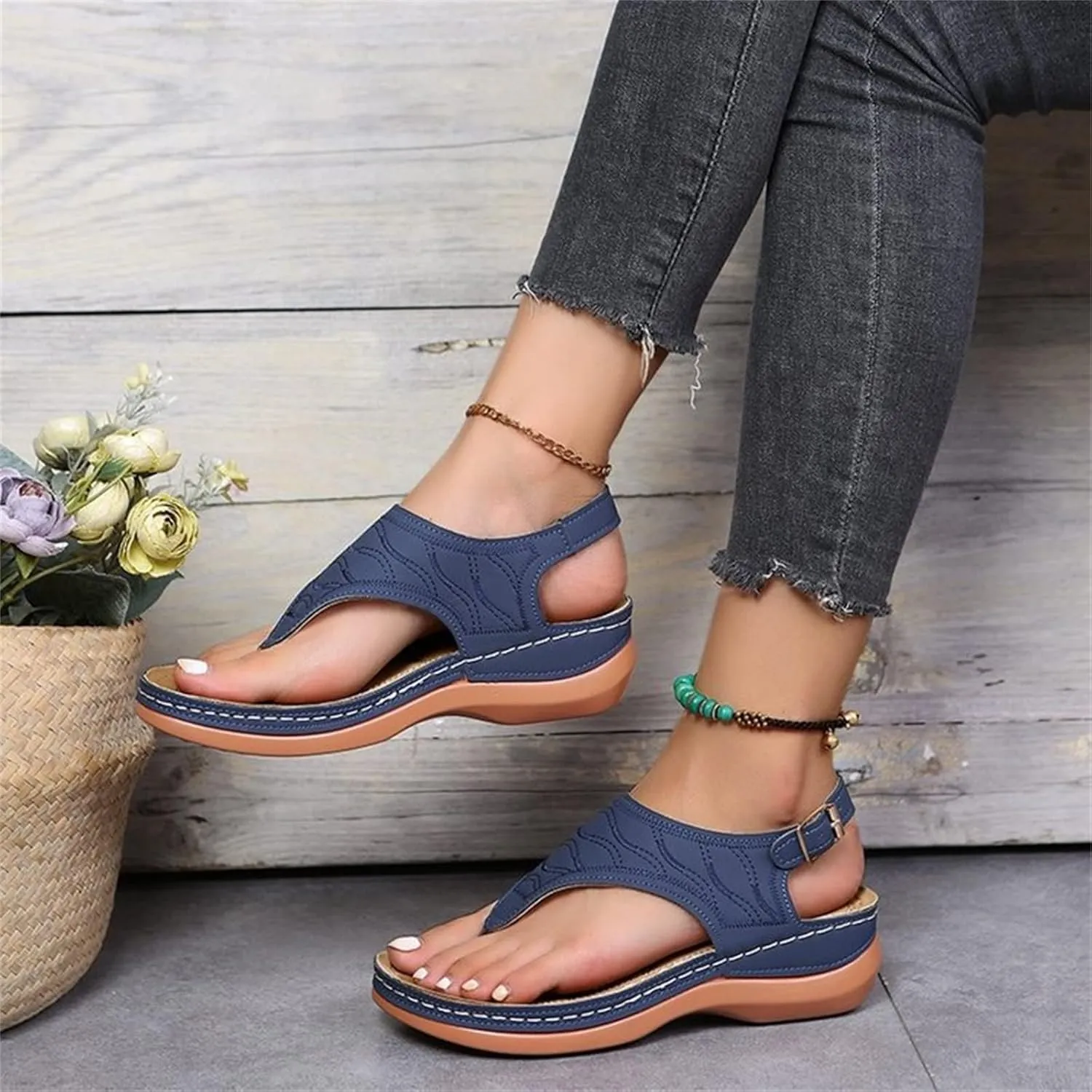 Ladmiple Orthotic Sandals For Women Wide Width Comfortable Arch Support Orthopedic Flip Flops Dressy Summer Walking Slides