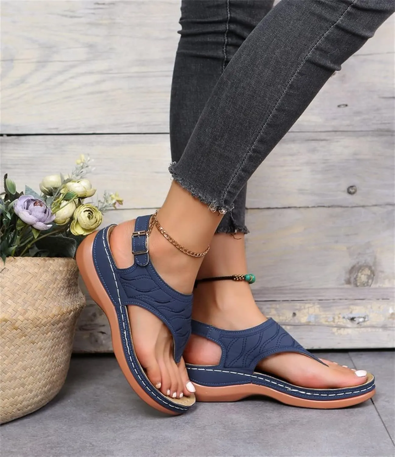 Ladmiple Orthotic Sandals For Women Wide Width Comfortable Arch Support Orthopedic Flip Flops Dressy Summer Walking Slides