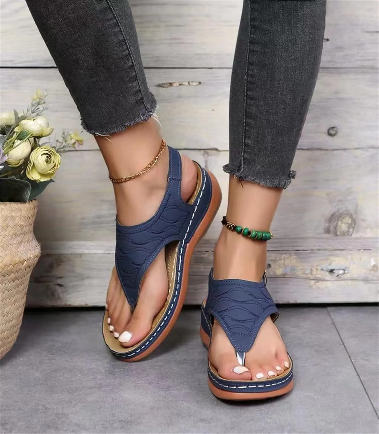 Ladmiple Orthotic Sandals For Women Wide Width Comfortable Arch Support Orthopedic Flip Flops Dressy Summer Walking Slides