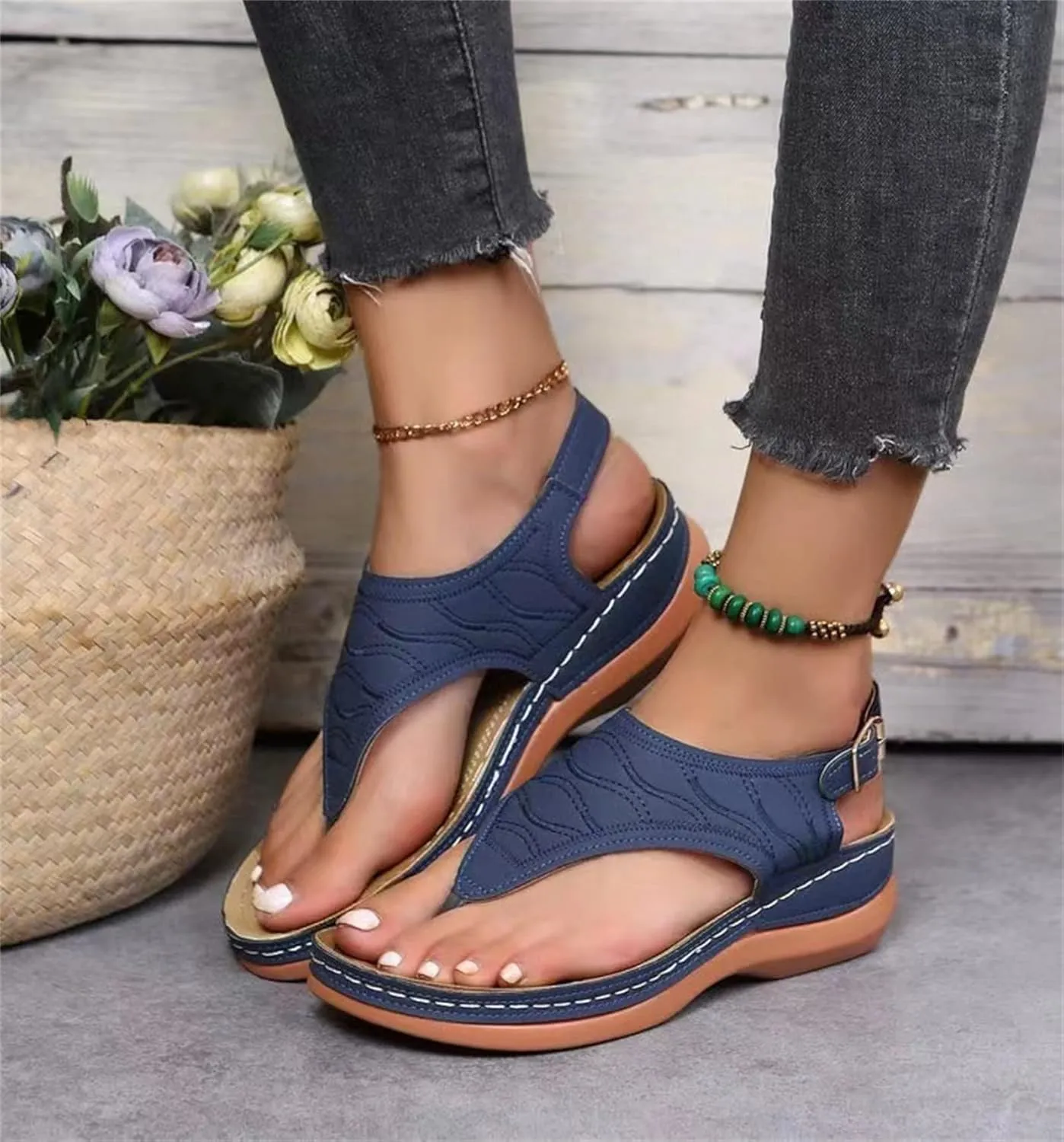 Ladmiple Orthotic Sandals For Women Wide Width Comfortable Arch Support Orthopedic Flip Flops Dressy Summer Walking Slides