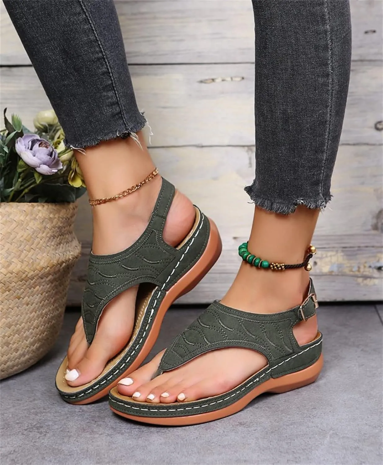 Ladmiple Orthotic Sandals For Women With Arch Support Flips Flops Flat feet Orthopedic Slides Comfortable Walking Beach Shoes