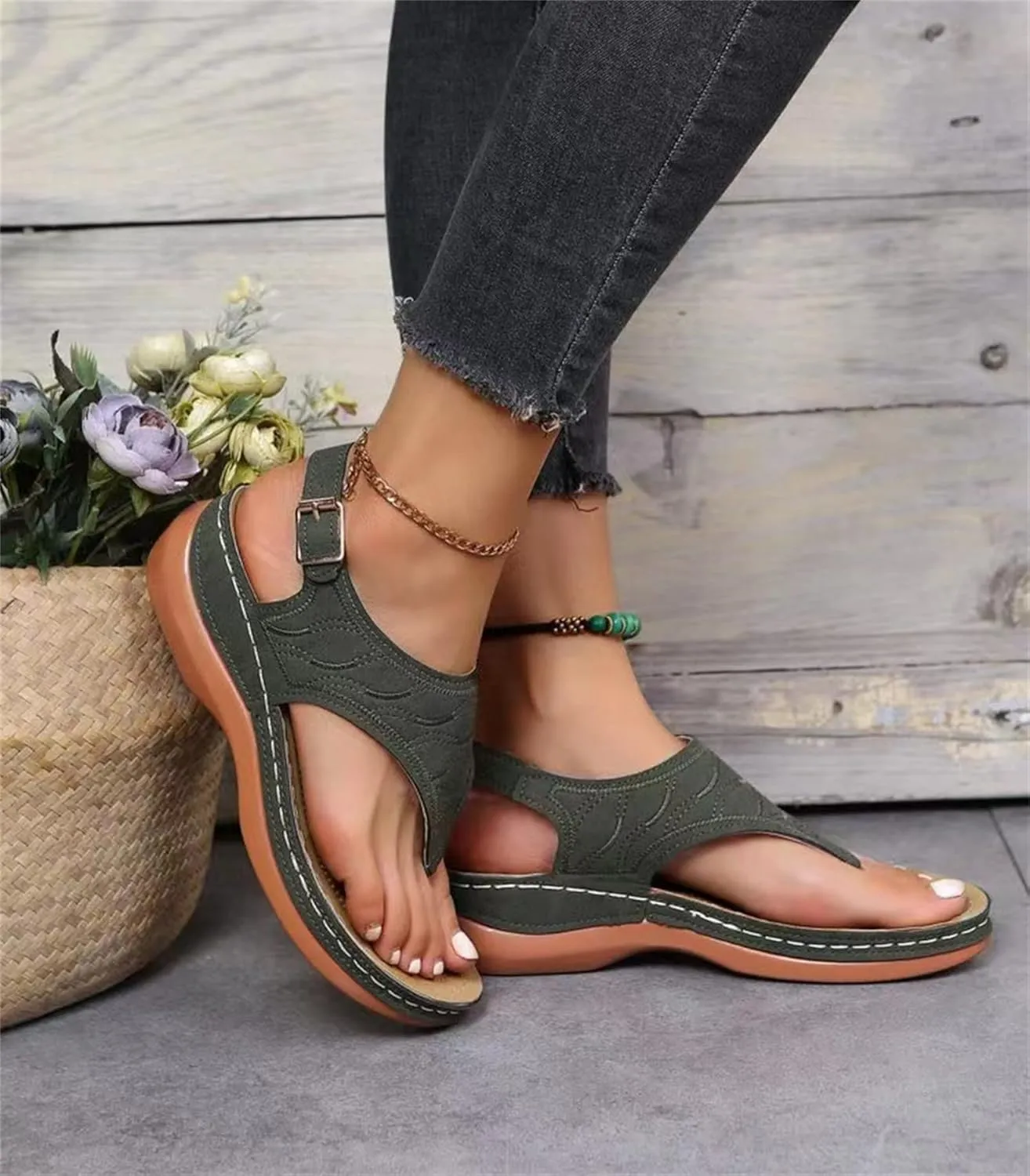Ladmiple Orthotic Sandals For Women With Arch Support Flips Flops Flat feet Orthopedic Slides Comfortable Walking Beach Shoes