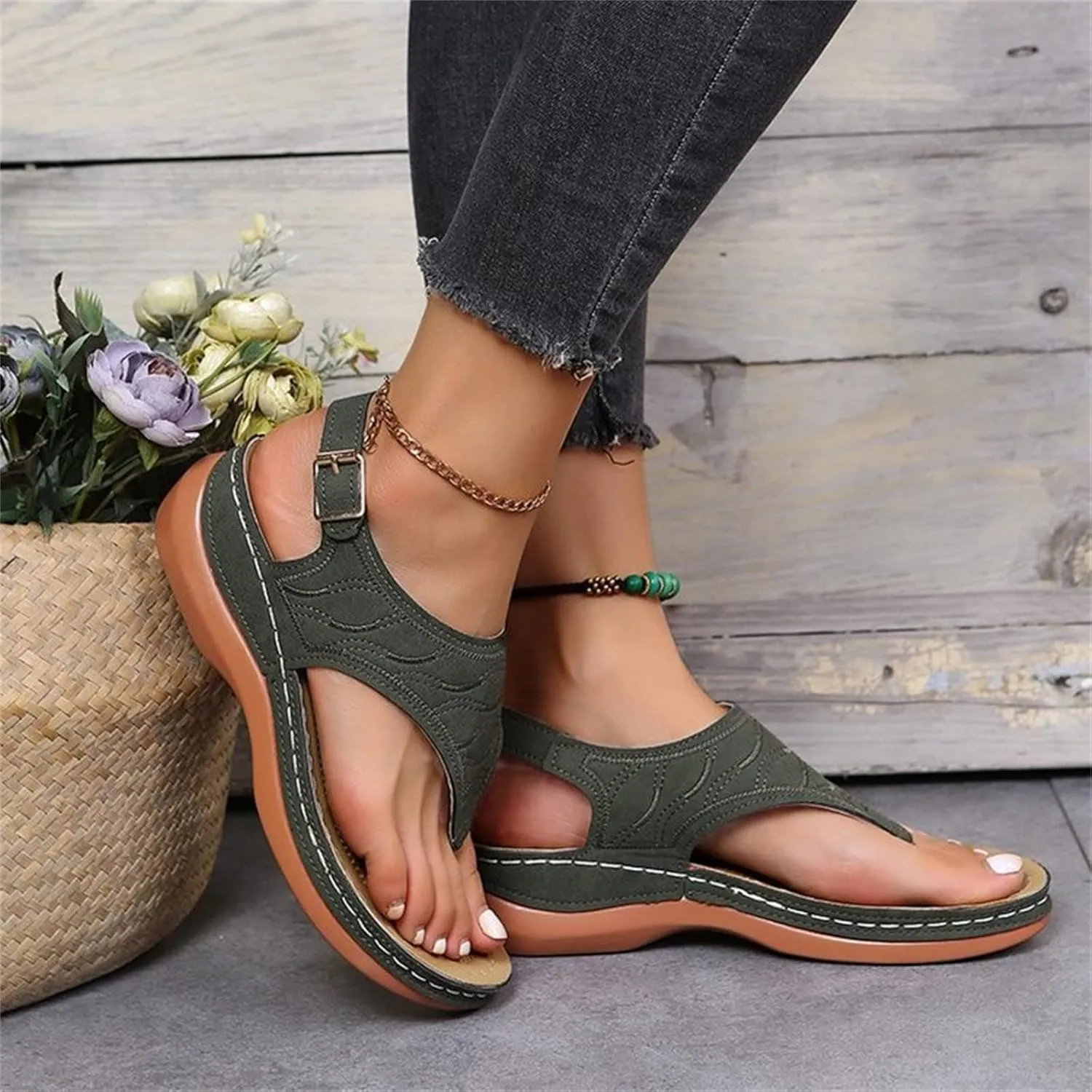 Ladmiple Orthotic Sandals For Women With Arch Support Flips Flops Flat feet Orthopedic Slides Comfortable Walking Beach Shoes