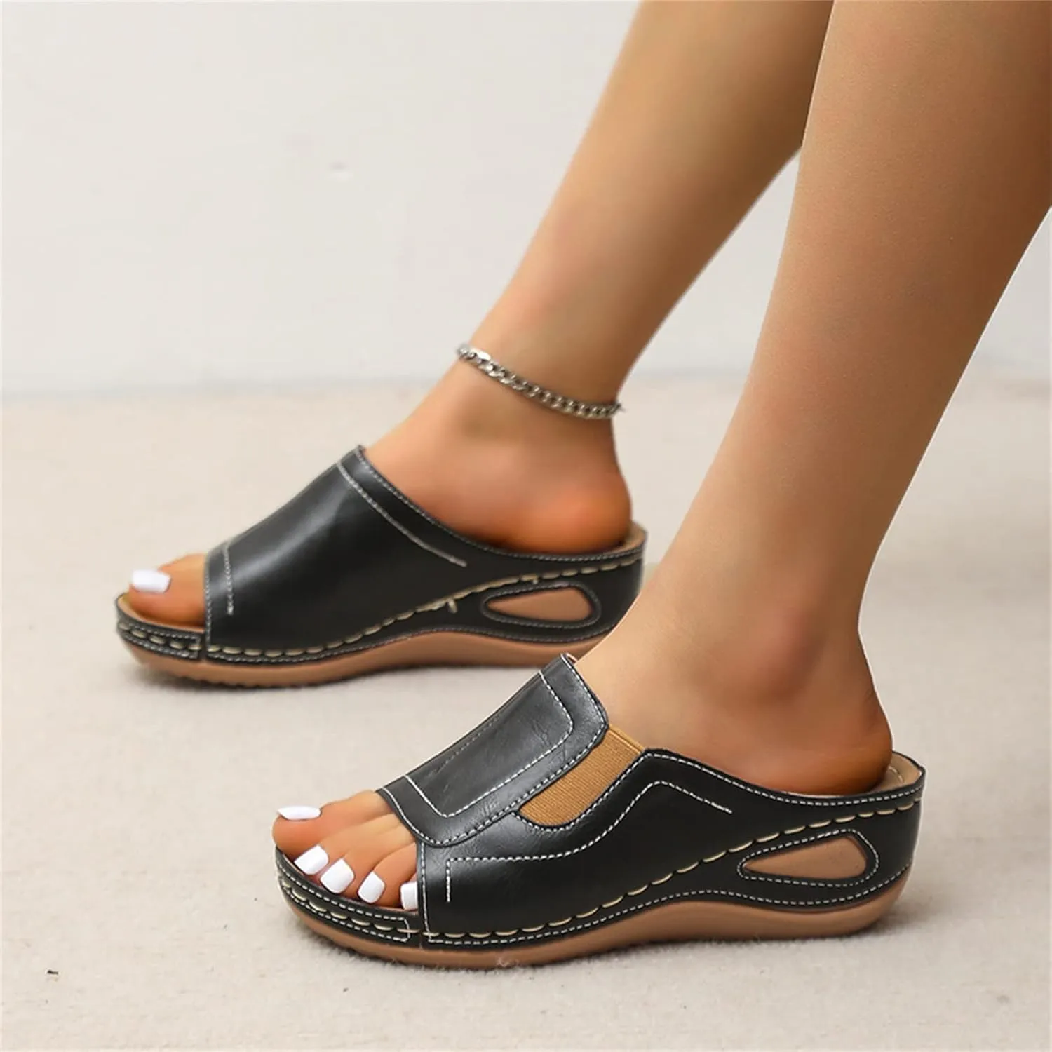 Ladmiple Orthotic Sandals Women Plantar Fasciitis Arch Support Flips Flops Flat feet Comfortable Walking Orthopedic Slides