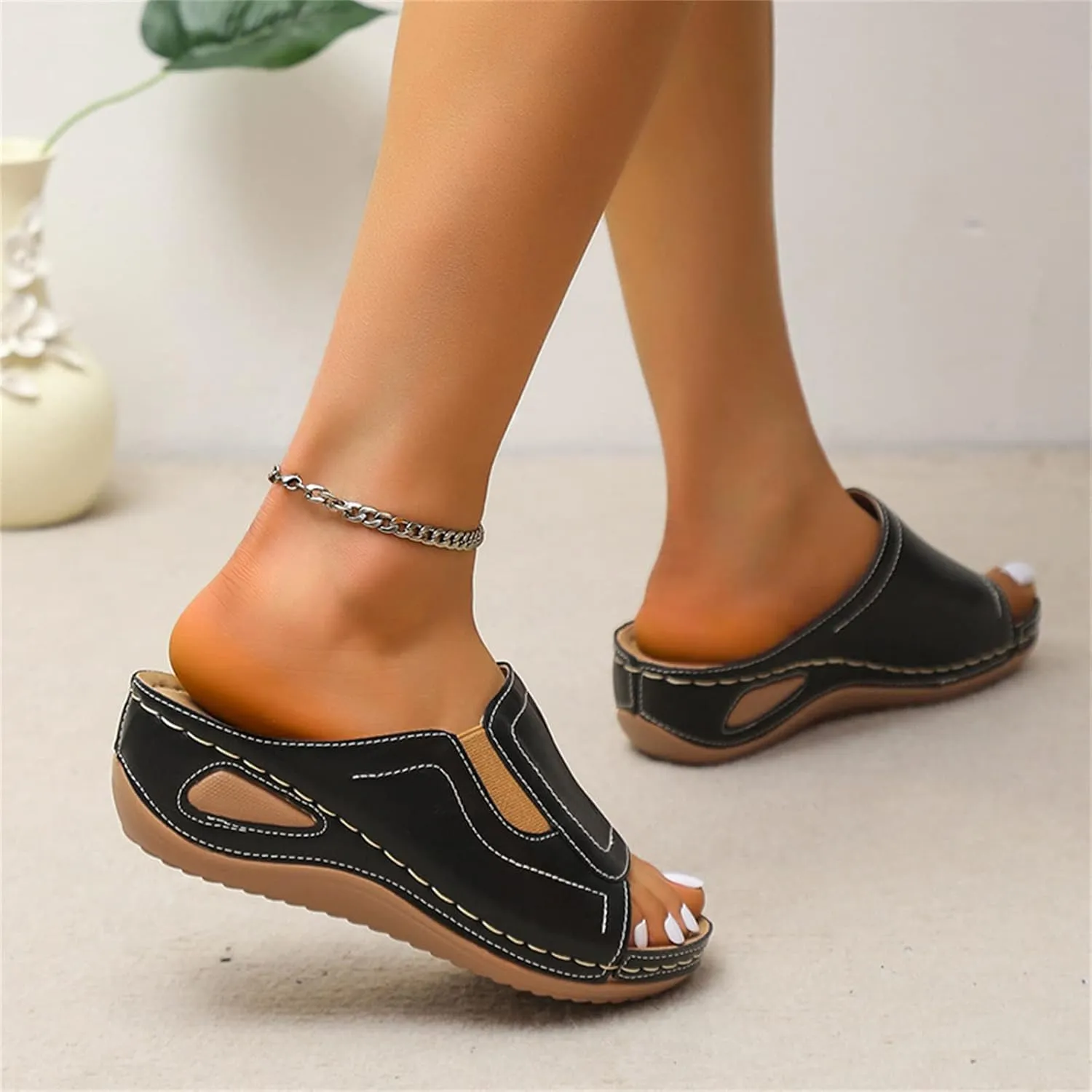 Ladmiple Orthotic Sandals Women Plantar Fasciitis Arch Support Flips Flops Flat feet Comfortable Walking Orthopedic Slides