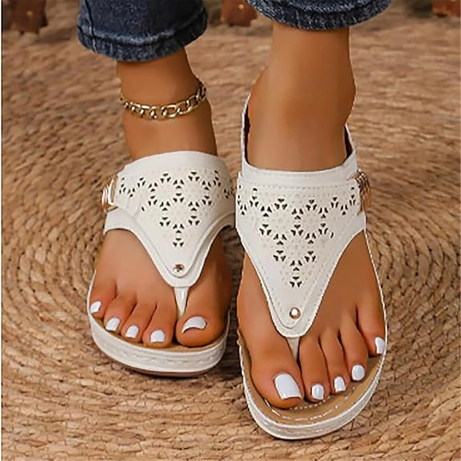 Ladmiple Sandals for Women Dressy,Womens Summer 2023 Flip Flops Gladiator Strappy Sandal Casual Roman Beach Flat Shoes