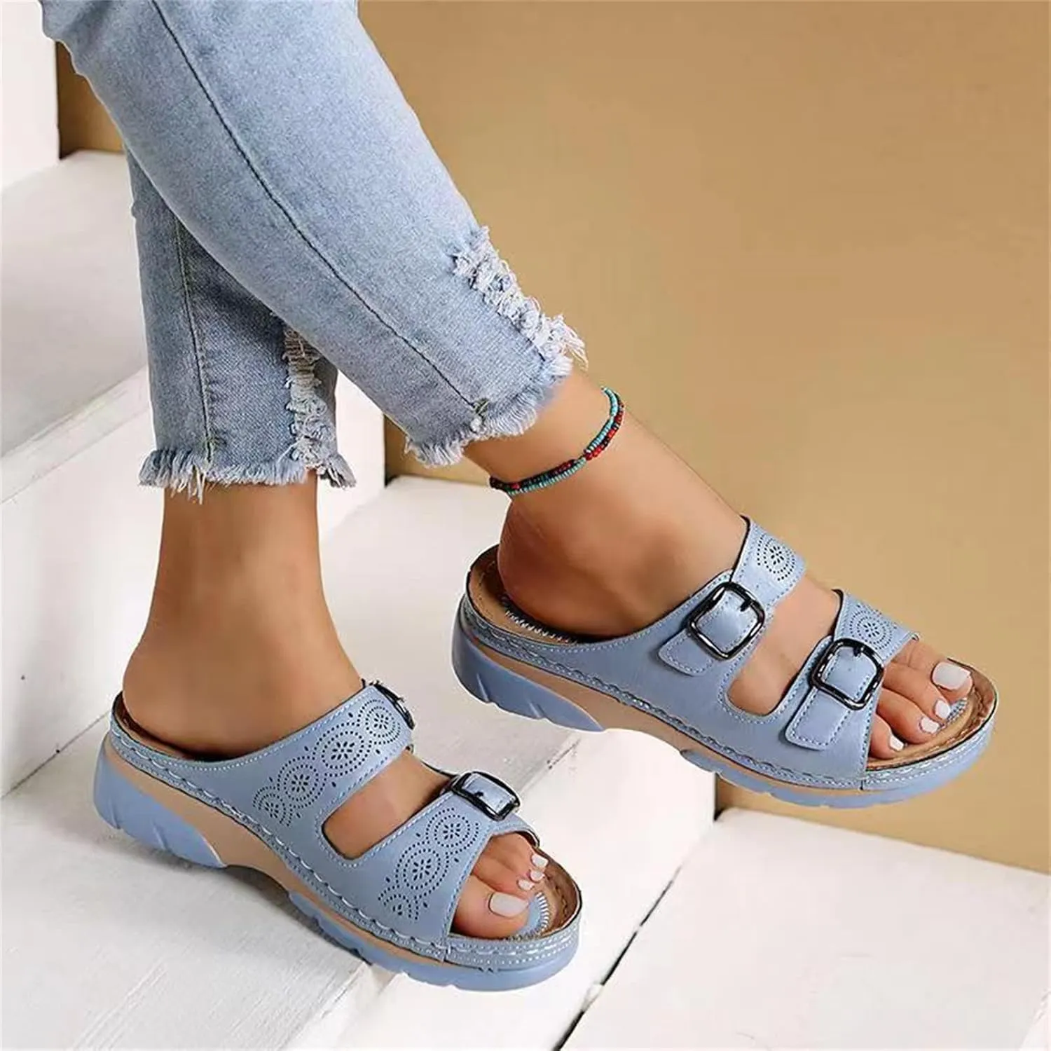 Ladmiple Sandals Women Beach Cute Comfortable Arch Support Orthotic Flip Flops Dressy Summer Walking Orthopedic Slides