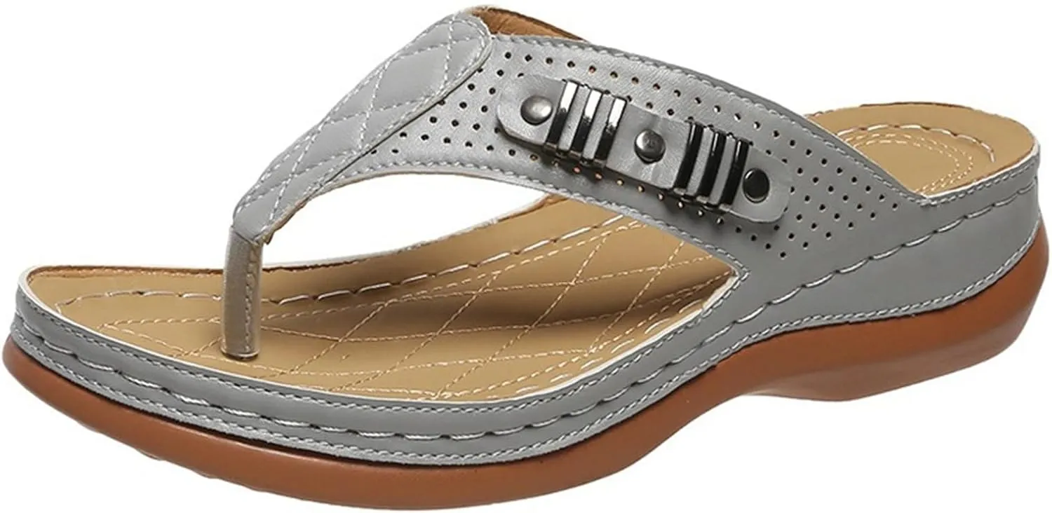 Ladmiple Sandals Women Comfortable Cute Wedge Arch Support Orthopedic Slides Slippers Dressy Summer Orthotic Flip Flops