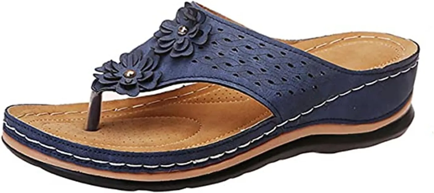 Ladmiple Sandals Women Comfortable Cute Wedge Orthopedic Arch Support Flip Flops Dressy Summer Walking Orthotic Slides Shoes