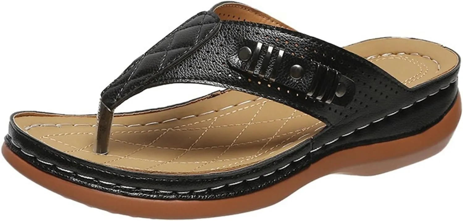 Ladmiple Sandals Women Comfortable Cute Wedge Orthotic Flips Flops Arch Support Flat feet Orthopedic Slides Plantar Fasciitis