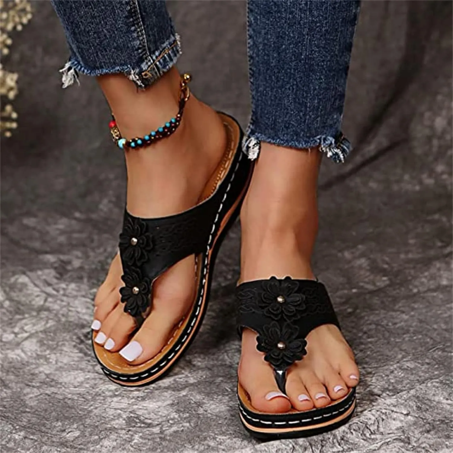 Ladmiple Sandals Women Comfortable Walking Arch Support Orthopedic Flip Flops Soft Dressy Summer Orthotic Slides 2024