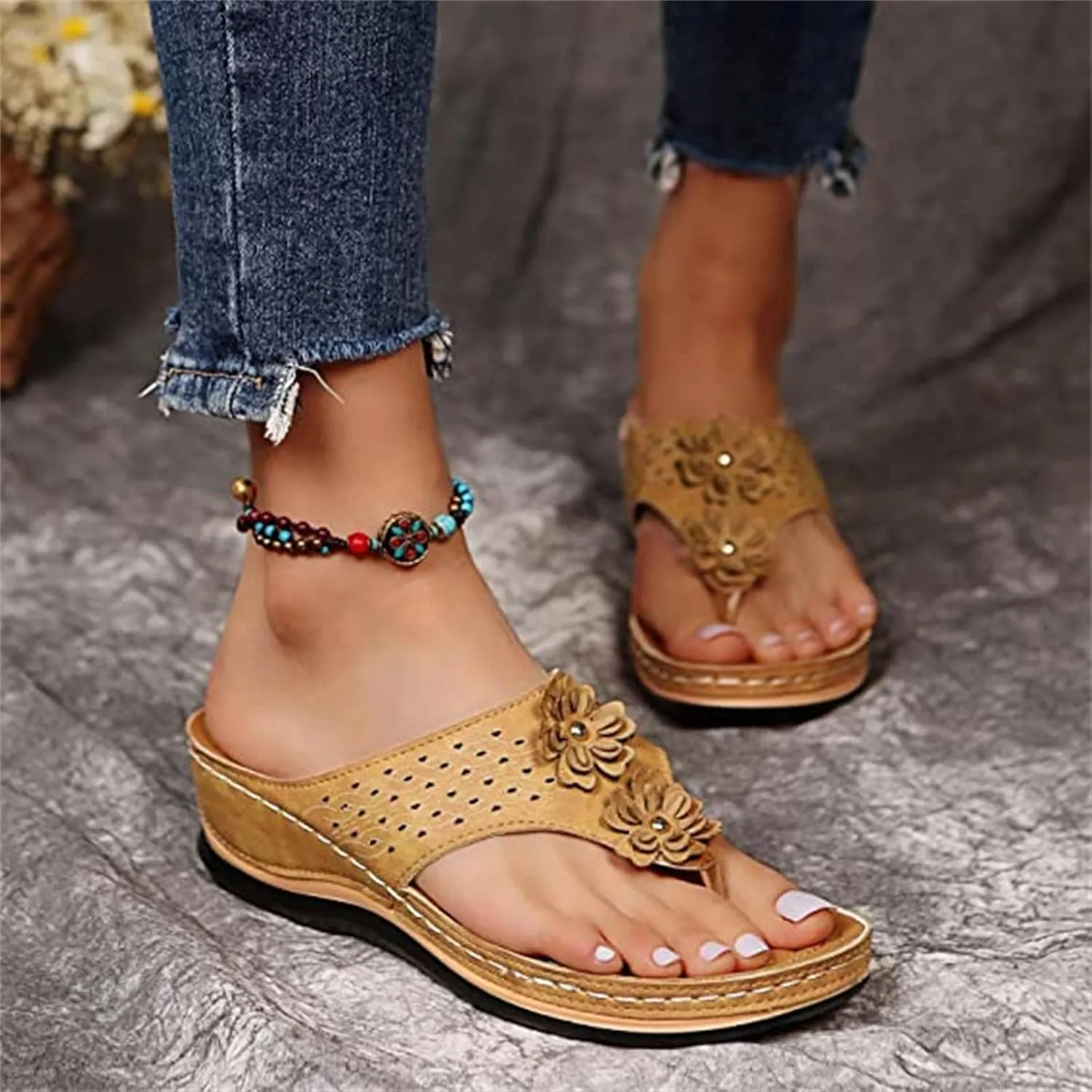 Ladmiple Sandals Women Comfortable Walking Arch Support Orthopedic Flip Flops Soft Dressy Summer Orthotic Slides 2024
