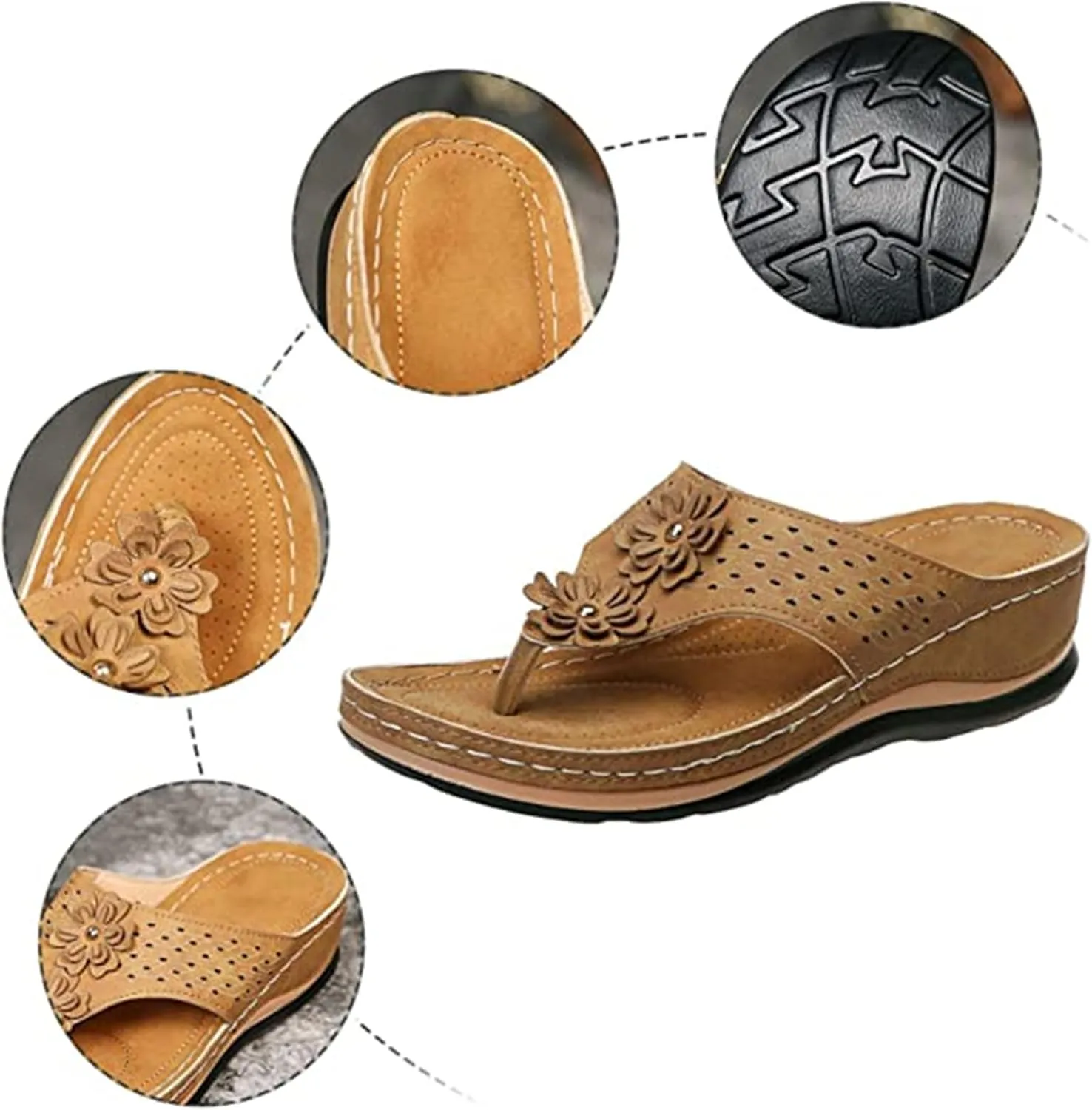 Ladmiple Sandals Women Comfortable Walking Arch Support Orthopedic Flip Flops Soft Dressy Summer Orthotic Slides 2024