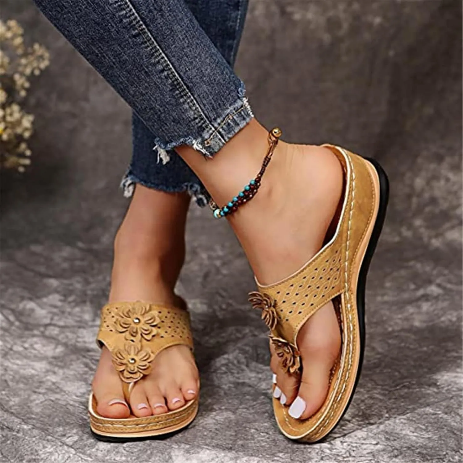 Ladmiple Sandals Women Comfortable Walking Arch Support Orthopedic Flip Flops Soft Dressy Summer Orthotic Slides 2024