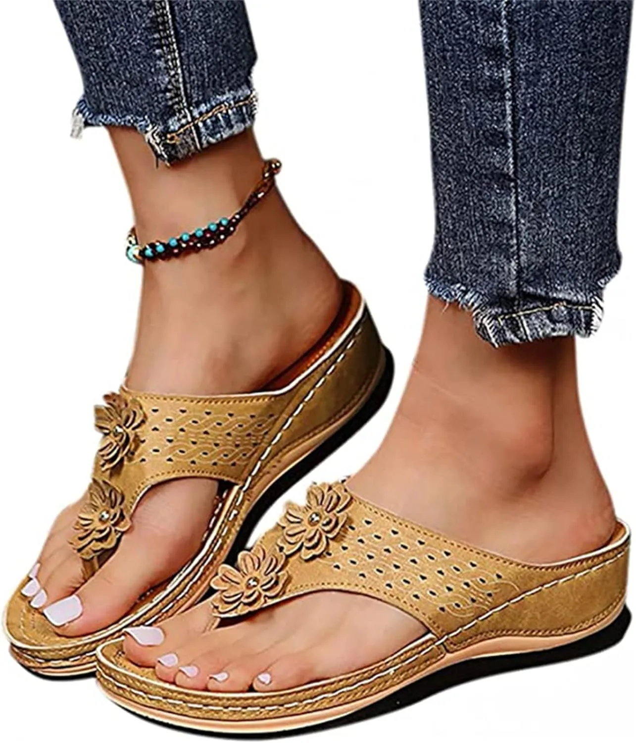 Ladmiple Sandals Women Comfortable Walking Arch Support Orthopedic Flip Flops Soft Dressy Summer Orthotic Slides 2024