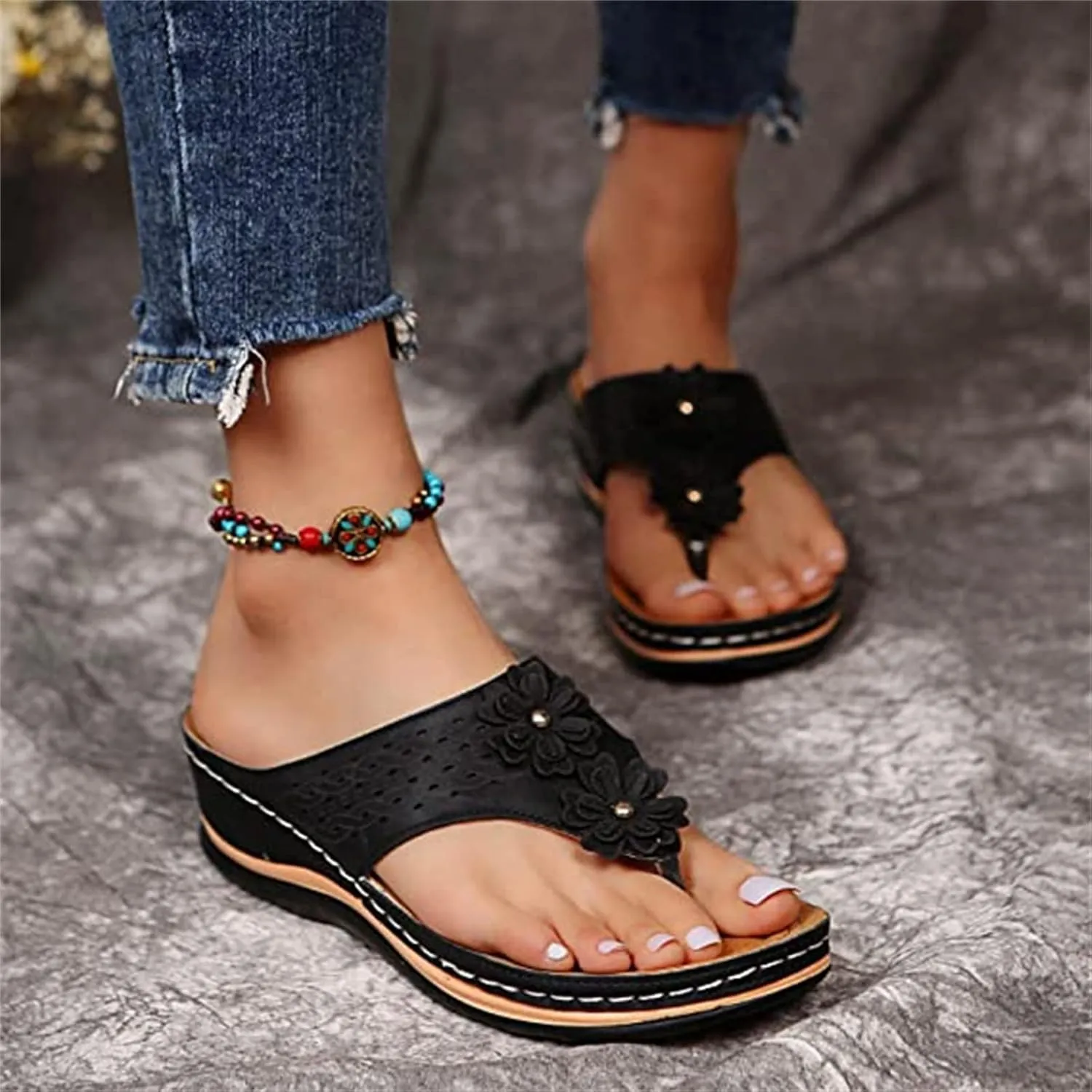 Ladmiple Sandals Women Comfortable Walking Arch Support Orthopedic Flip Flops Soft Dressy Summer Orthotic Slides 2024