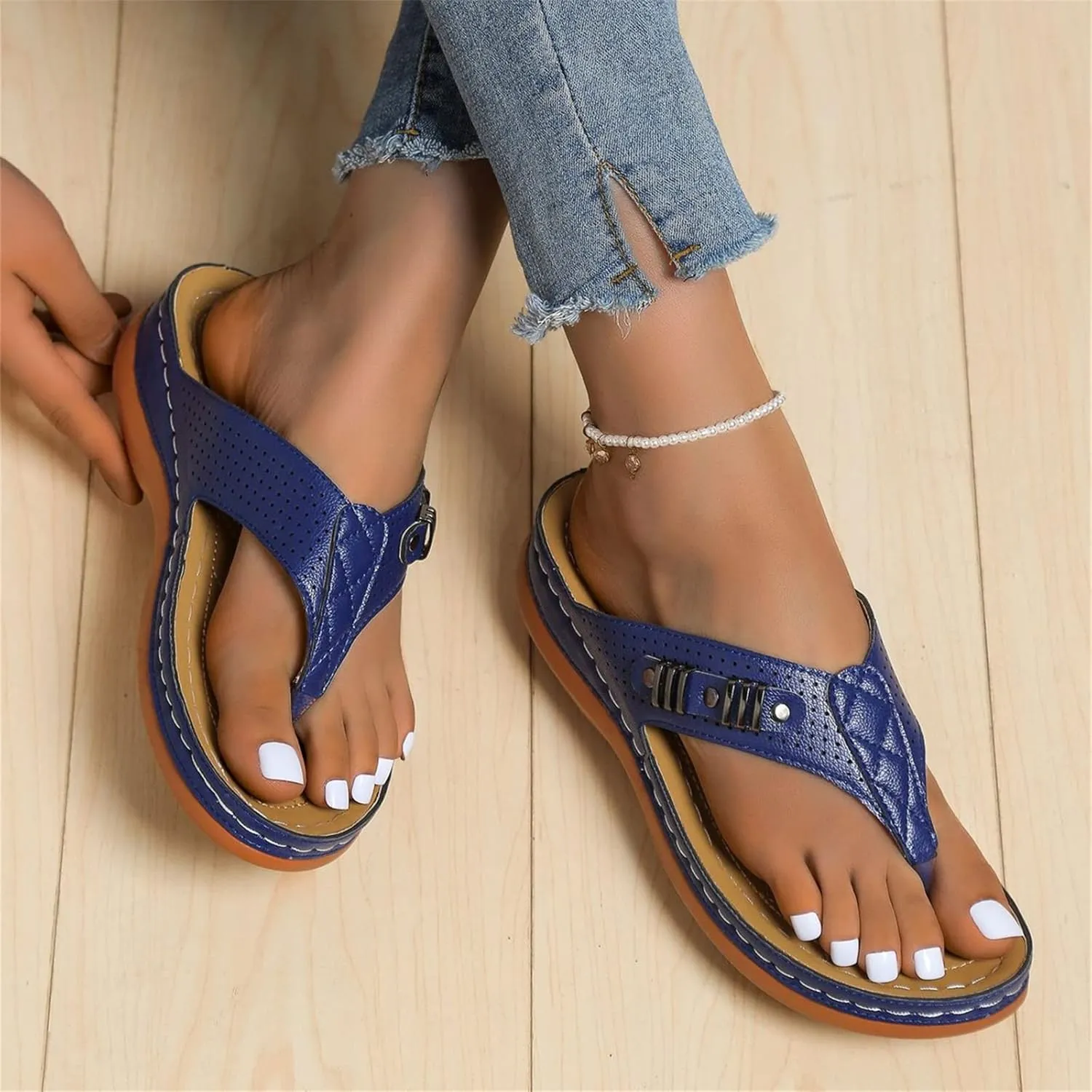Ladmiple Sandals Women Comfortable Walking Fashion Orthotic Slides Slip On Orthopedic Flip Flops Slippers With Arch Support