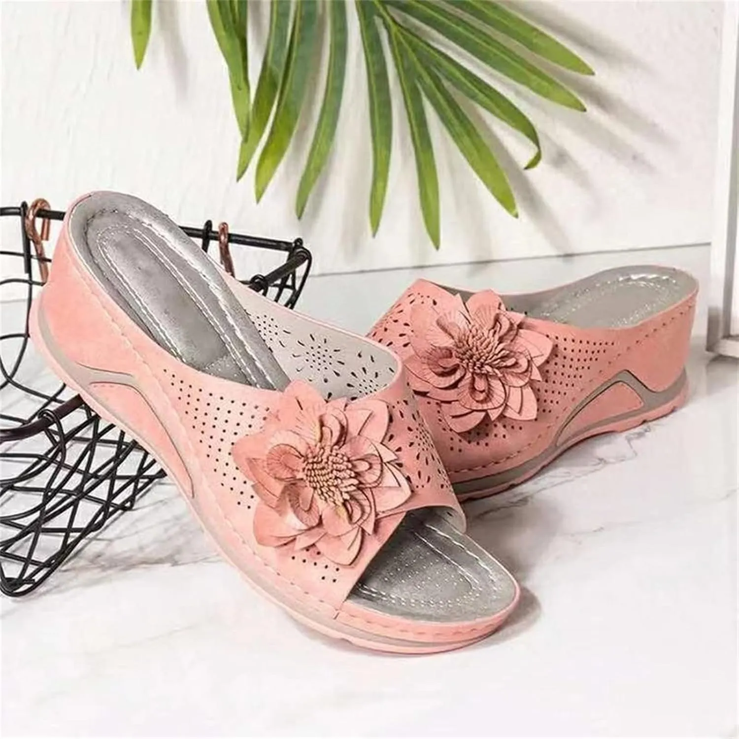 Ladmiple Sandals Women Dressy Summer Flat Flip Flops Comfort Orthotic Walking Sandals Open Toe Arch Support Orthopedic Slides