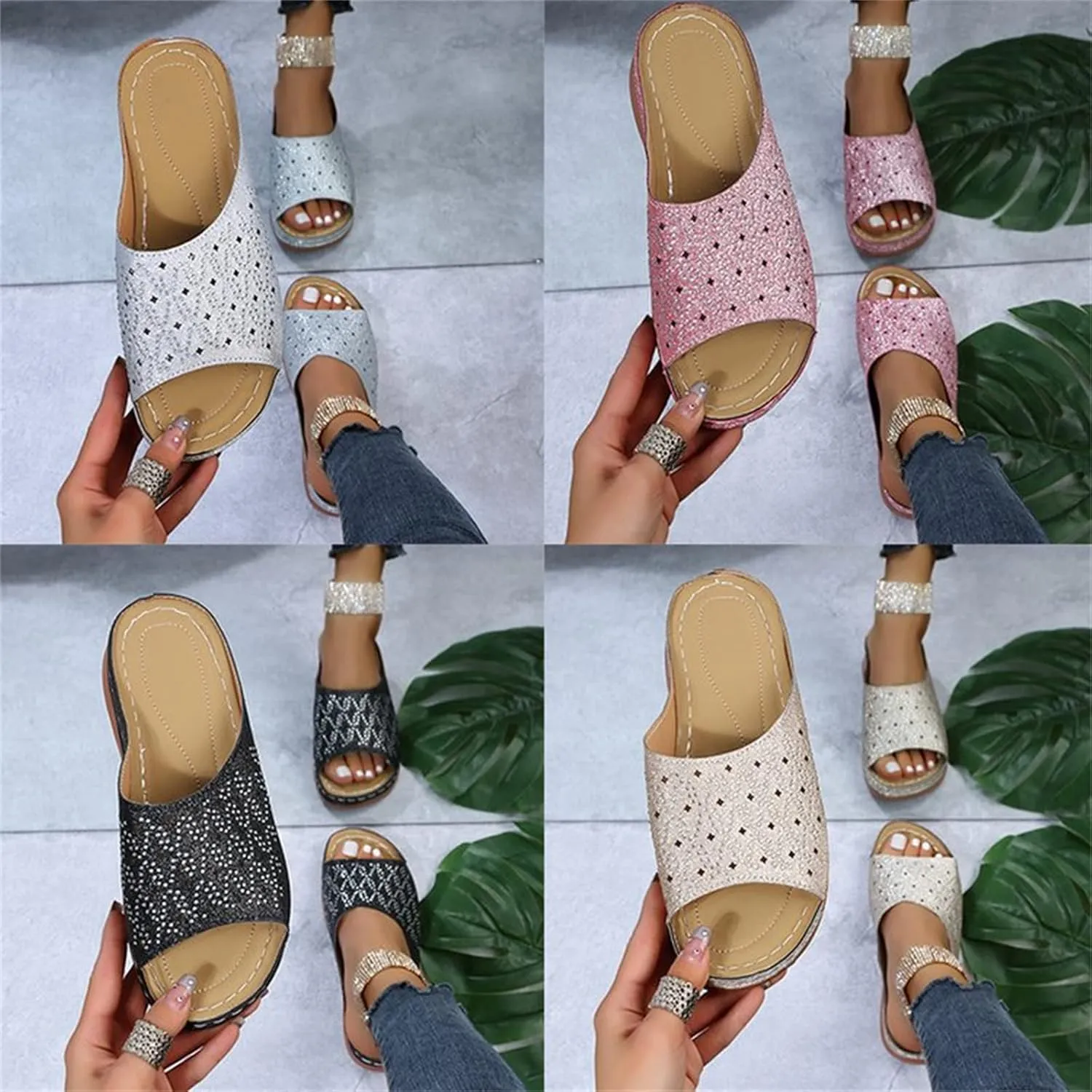 Ladmiple Sandals Women Dressy Summer Flat Flip Flops Comfortable Orthotic Orthopedic Casual Walking Slides With Arch Support