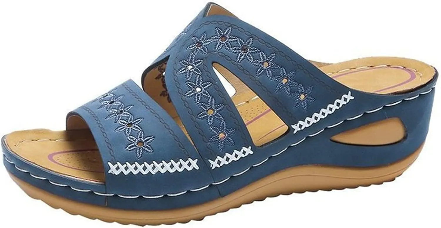 Ladmiple Sandals Women Dressy Summer Flat Walking Comfortable Orthotic Flips Flops Arch Support Orthopedic Slides Slippers