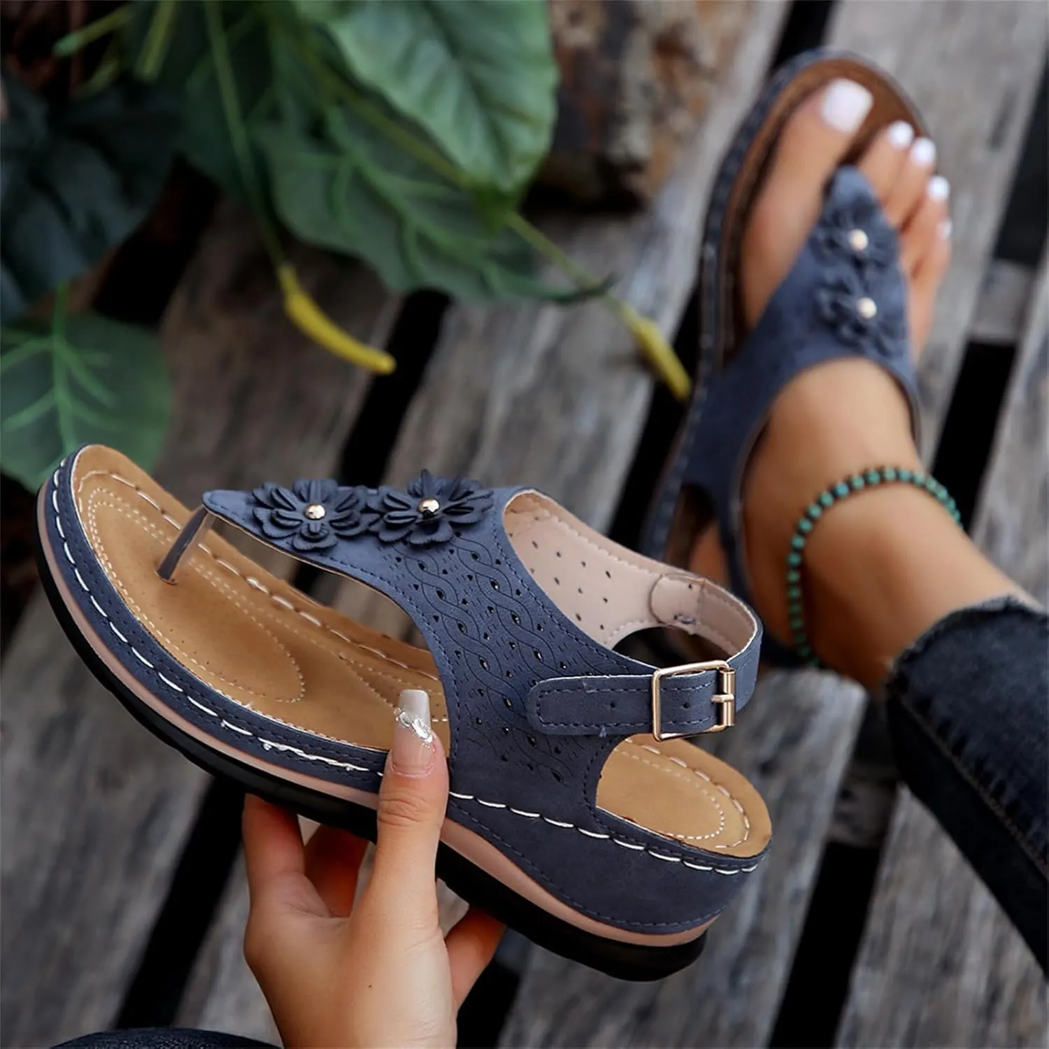Ladmiple Sandals Women Dressy Summer Wedge Comfortable Walking Orthopedic Flip Flops Orthotic Slides with Arch Support 2024