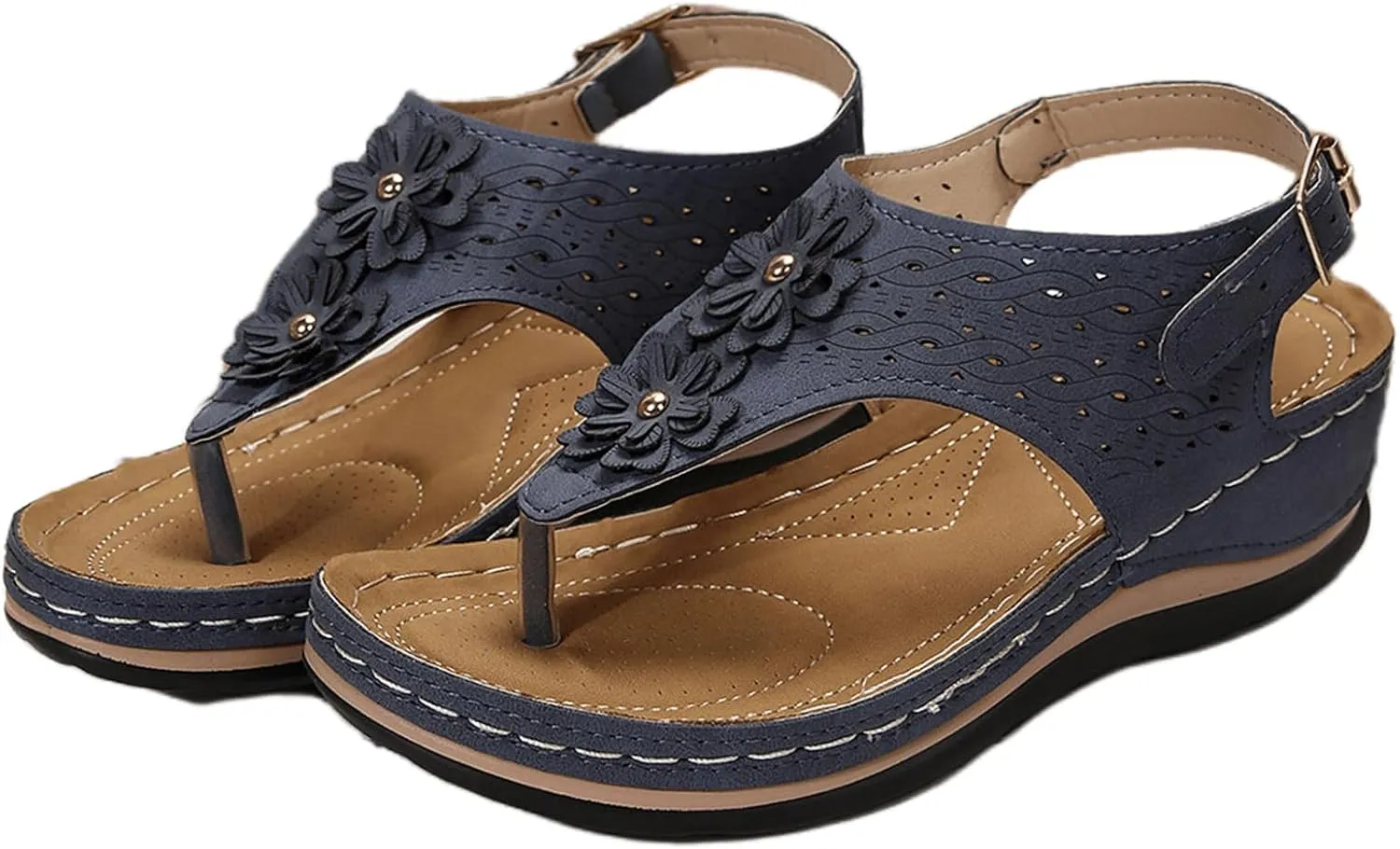 Ladmiple Sandals Women Dressy Summer Wedge Comfortable Walking Orthopedic Flip Flops Orthotic Slides with Arch Support 2024
