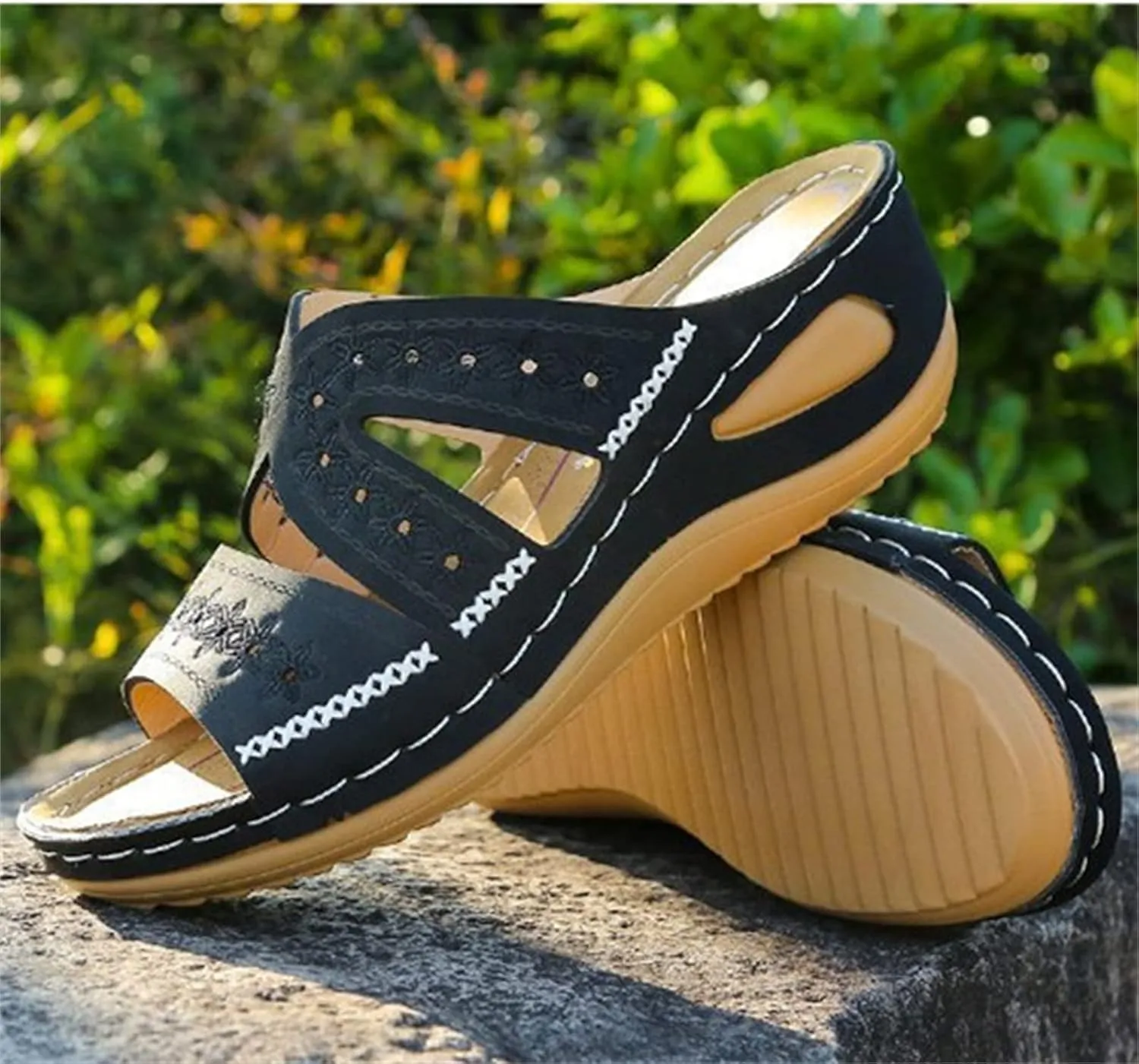 Ladmiple Sandals Women Dressy Summer Wedge Orthotic Slides Comfortable Orthopedic Walking Flip Flops with Arch Support 2024