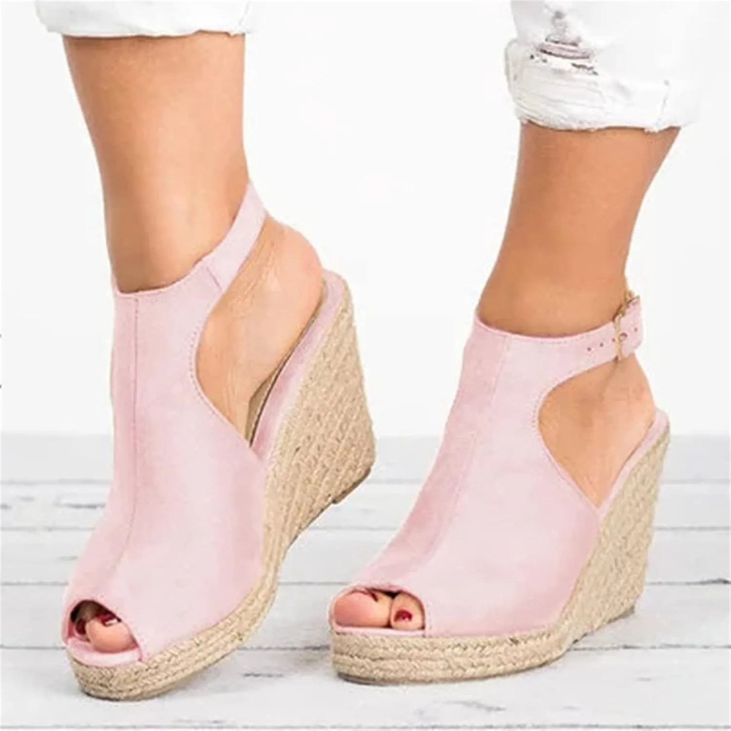 Ladmiple Sandals Women Dressy Wedge Platform Sandals Ankle Strap Open Toe Espadrille Sandals Slip On Casual Summer Shoes