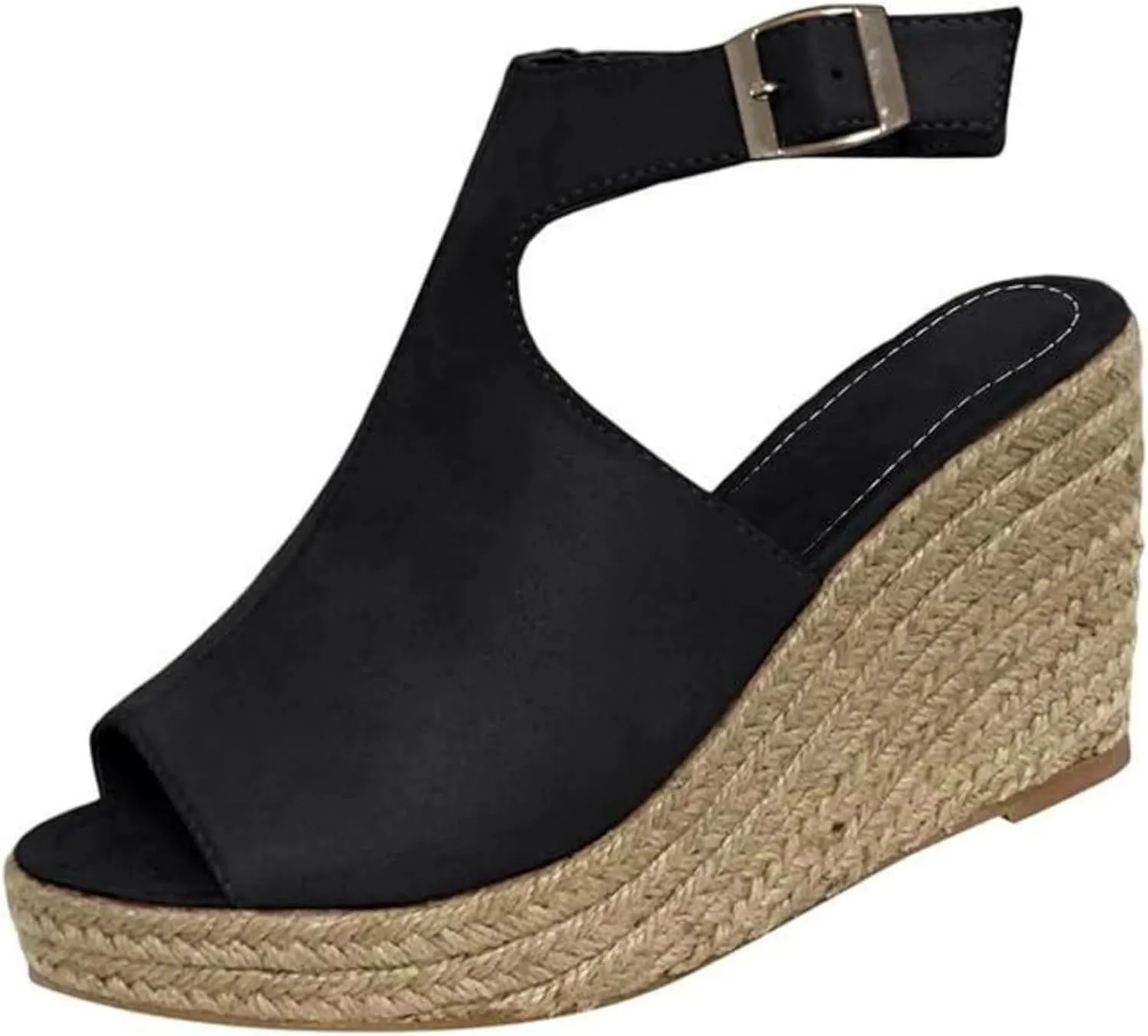 Ladmiple Sandals Women Dressy Wedge Platform Sandals Ankle Strap Open Toe Espadrille Sandals Slip On Casual Summer Shoes