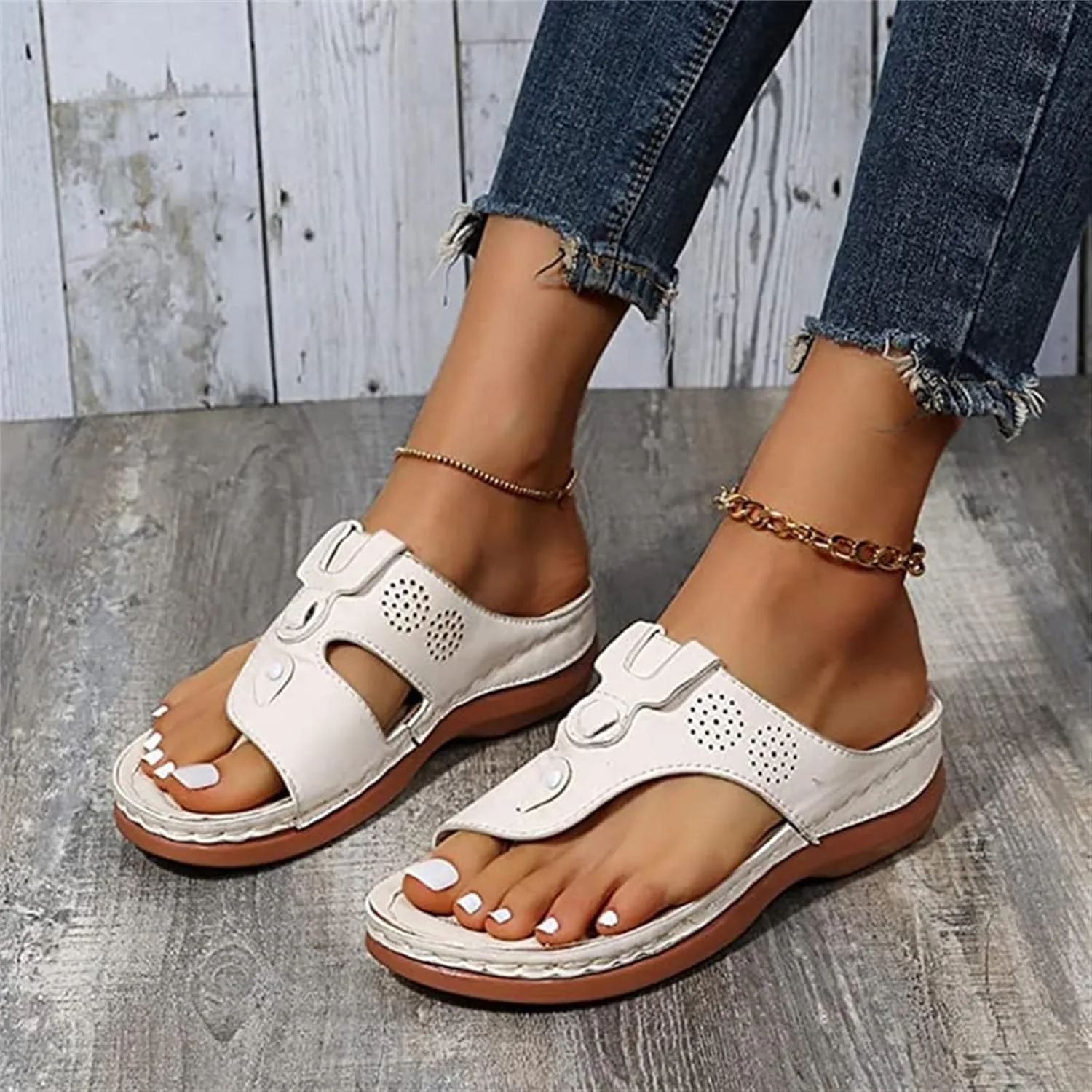 Ladmiple Sandals Women Wedge Comfortable Orthopedic Arch Support Flip Flops Dressy Summer Walking Orthotic Slides 2024