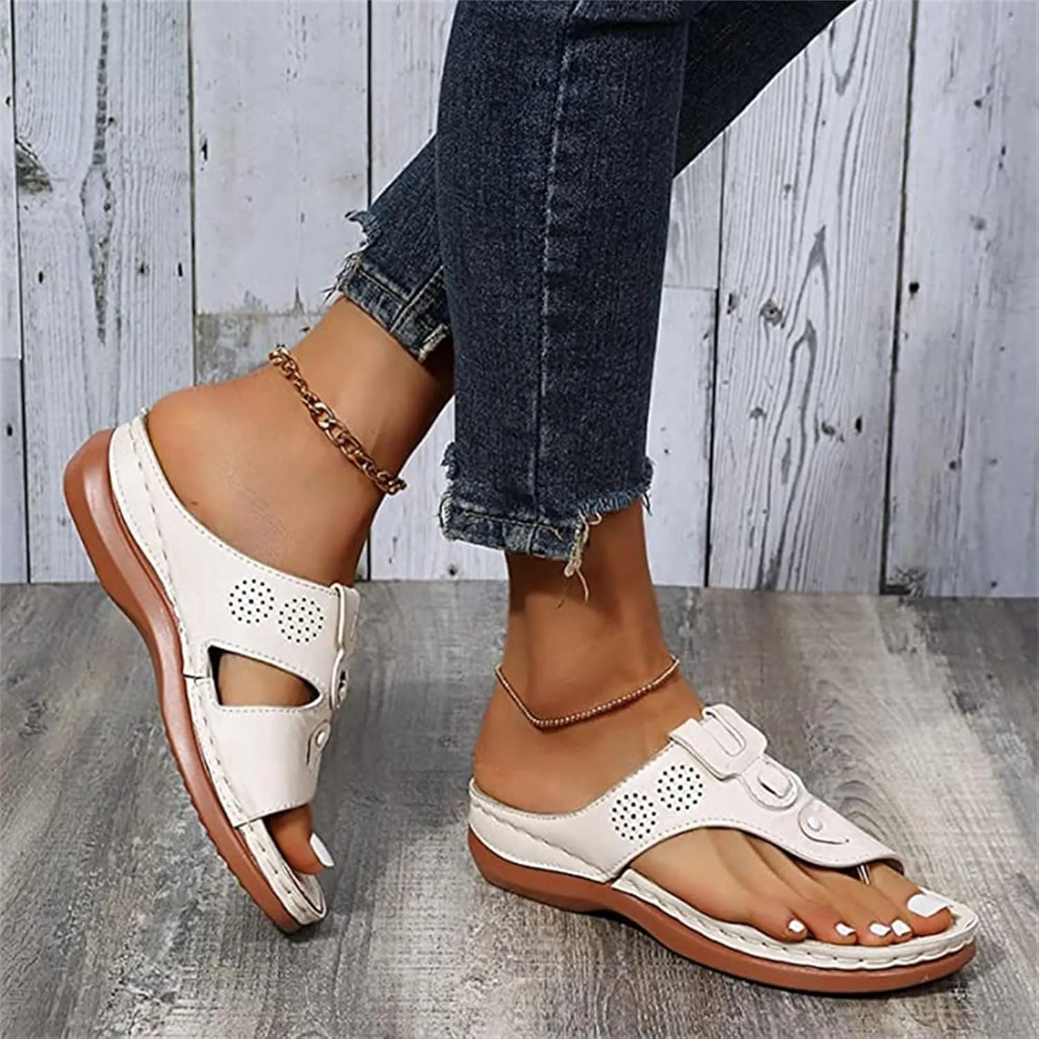 Ladmiple Sandals Women Wedge Comfortable Orthopedic Arch Support Flip Flops Dressy Summer Walking Orthotic Slides 2024