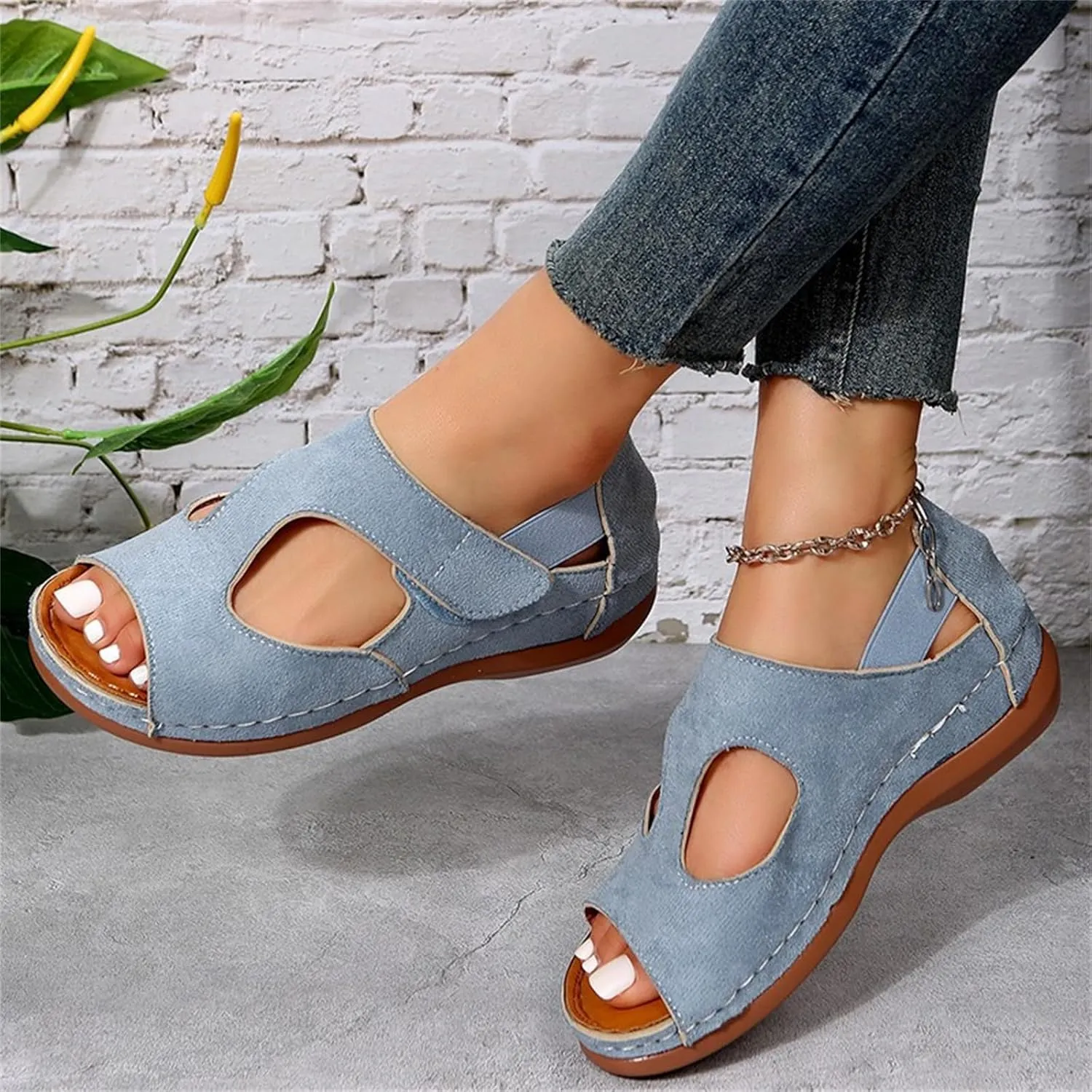 Ladmiple Sandals Women Wedge Low Heel Orthopedic Flip Flops Arch Support Dressy Comfortable Soft Summer Shoes Orthotic Slides