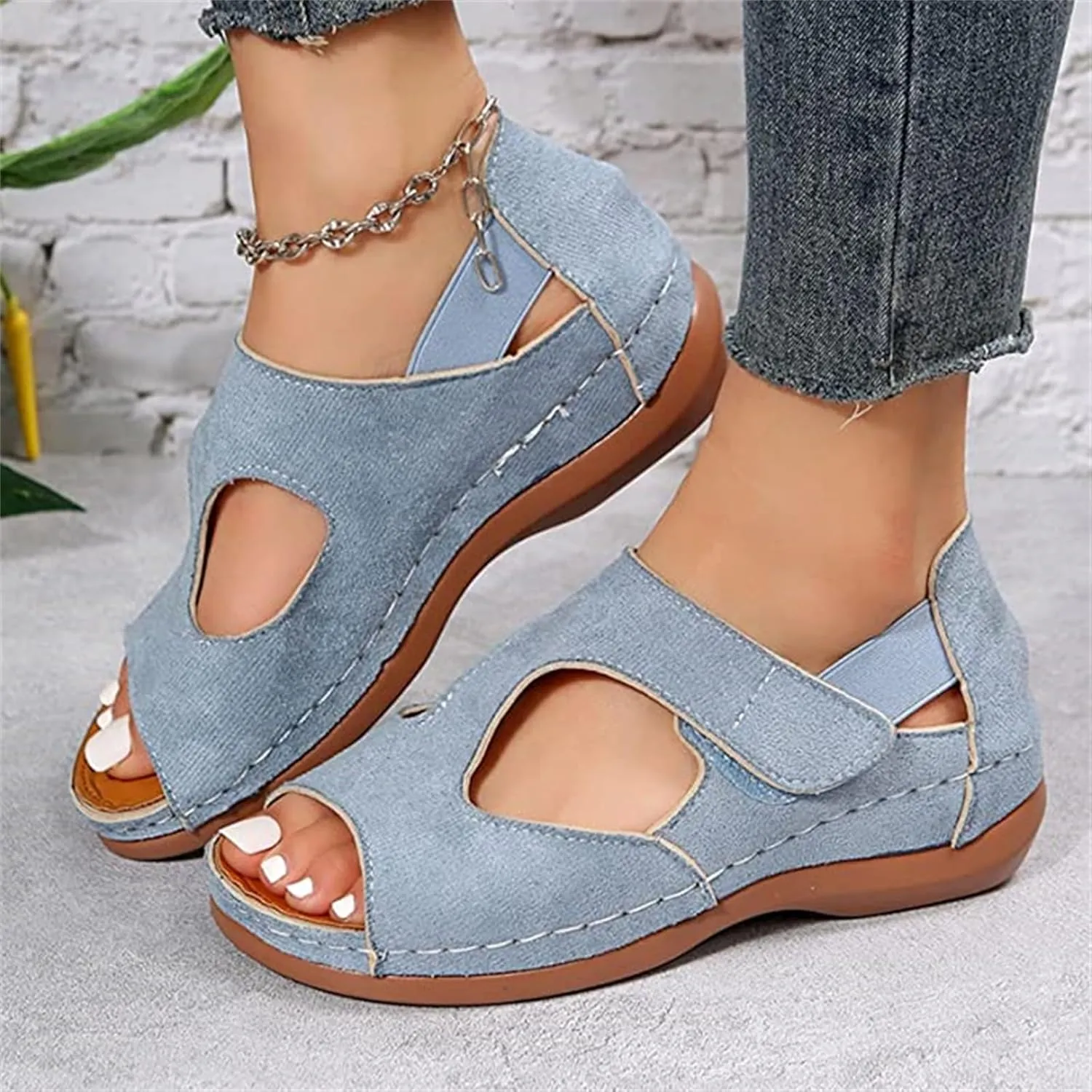Ladmiple Sandals Women Wedge Low Heel Orthopedic Flip Flops Arch Support Dressy Comfortable Soft Summer Shoes Orthotic Slides