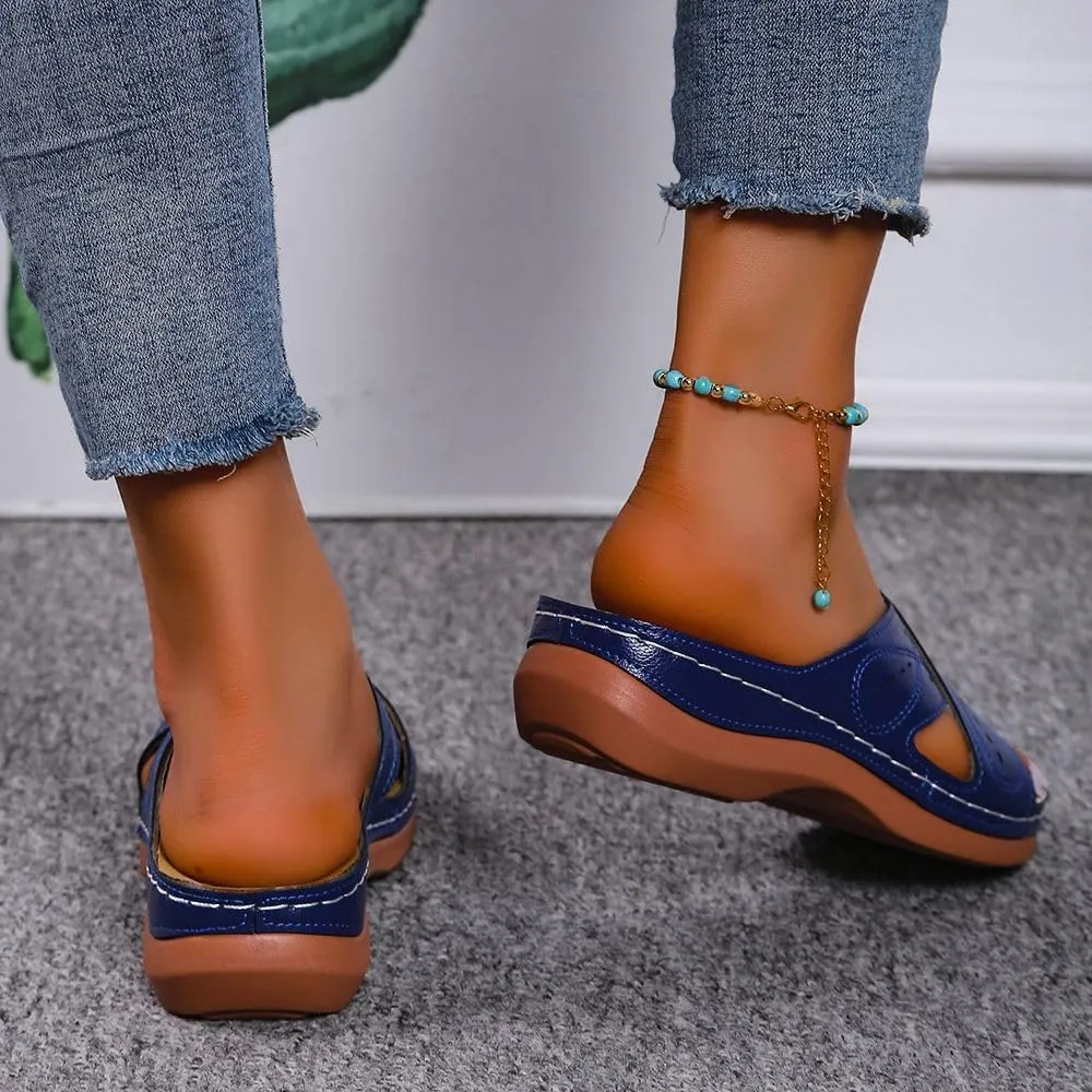 Ladmiple Sandals Women Wedge Slip On Arch Support Orthopedic Slides Slippers Comfortable Dressy Summer Orthotic Flip Flops