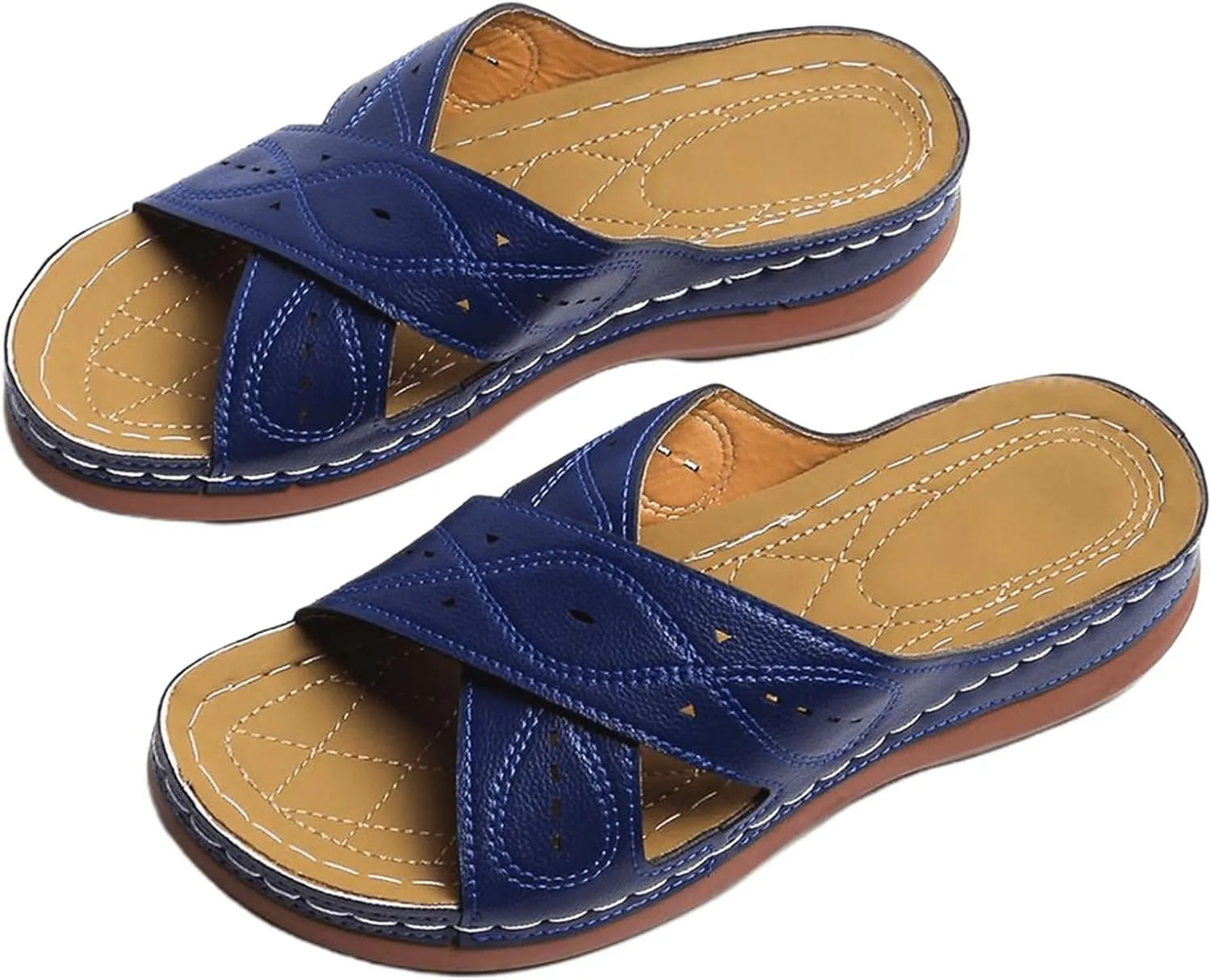 Ladmiple Sandals Women Wedge Slip On Arch Support Orthopedic Slides Slippers Comfortable Dressy Summer Orthotic Flip Flops