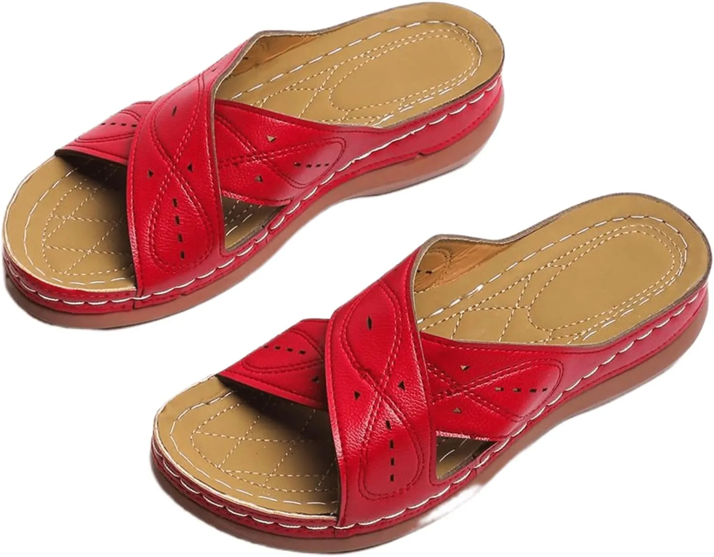 Ladmiple Sandals Women Wedge Slip On Arch Support Orthopedic Slides Slippers Comfortable Dressy Summer Orthotic Flip Flops